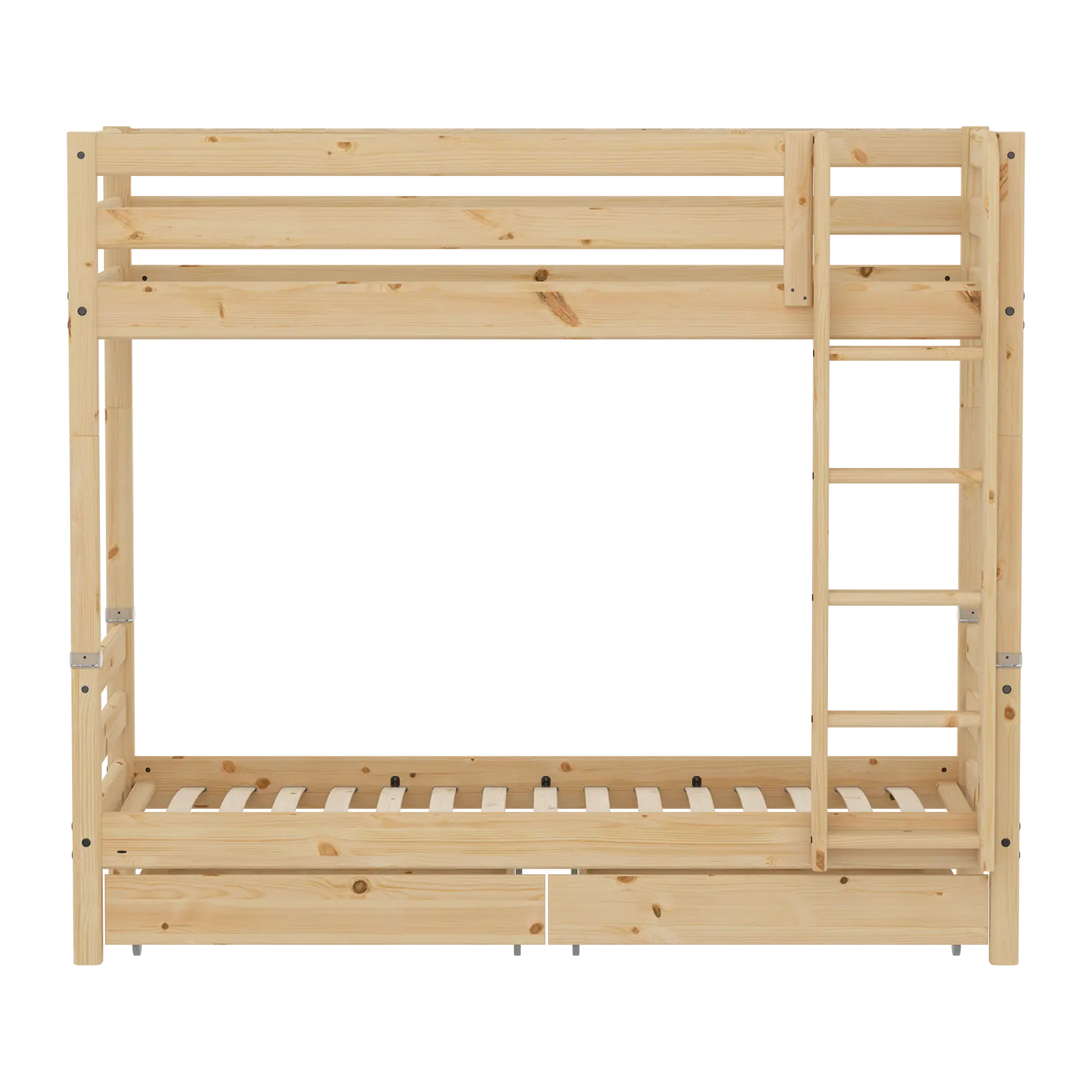 High Bunk Bed with Storage, 90x200 cm, Pine - Image 2