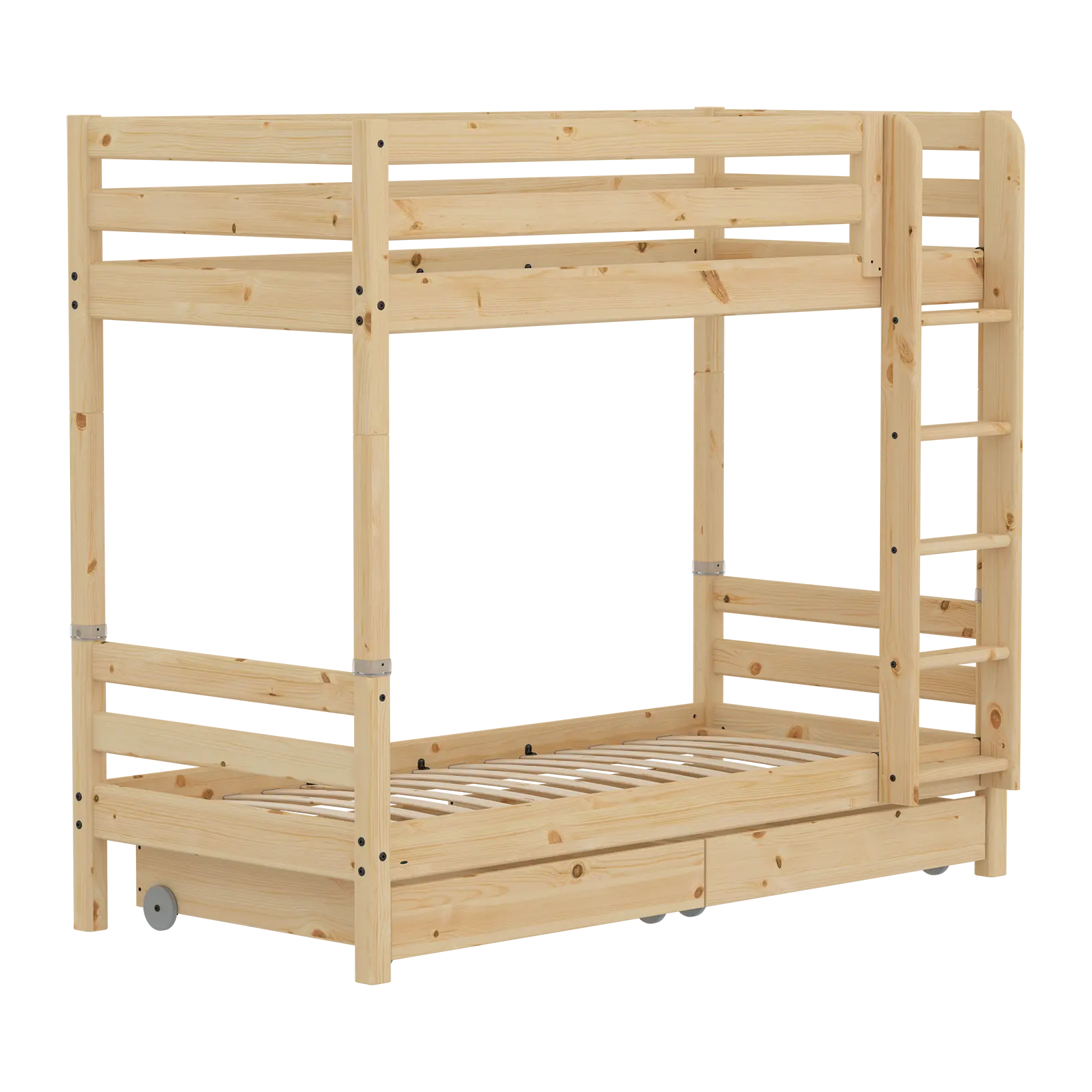 High Bunk Bed with Storage, 90x200 cm, Pine - Image 3