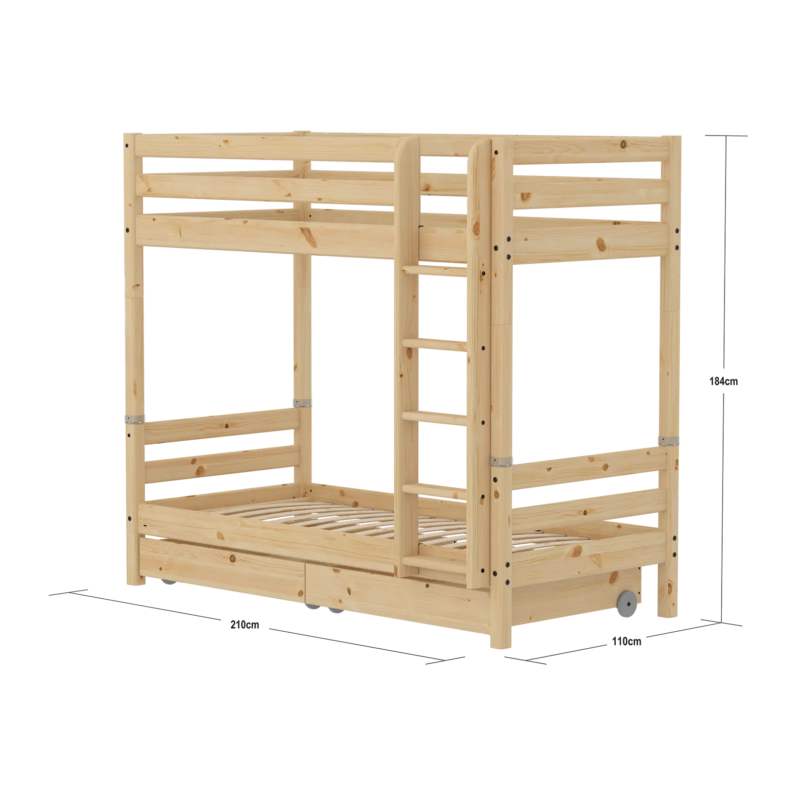 High Bunk Bed with Storage, 90x200 cm, Pine - Image 4