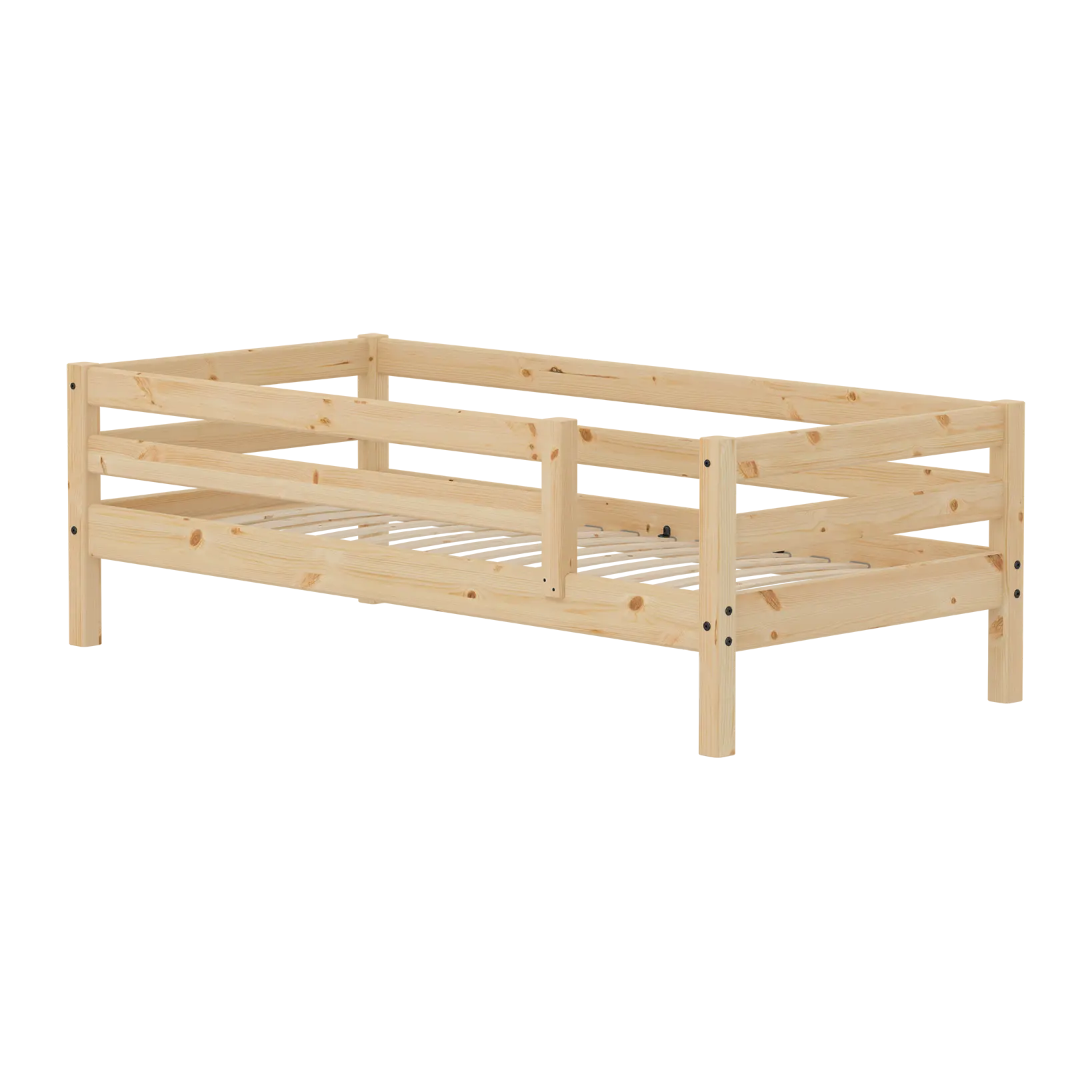 Single Bed with Safety Rails, 90x200 cm, Pine
