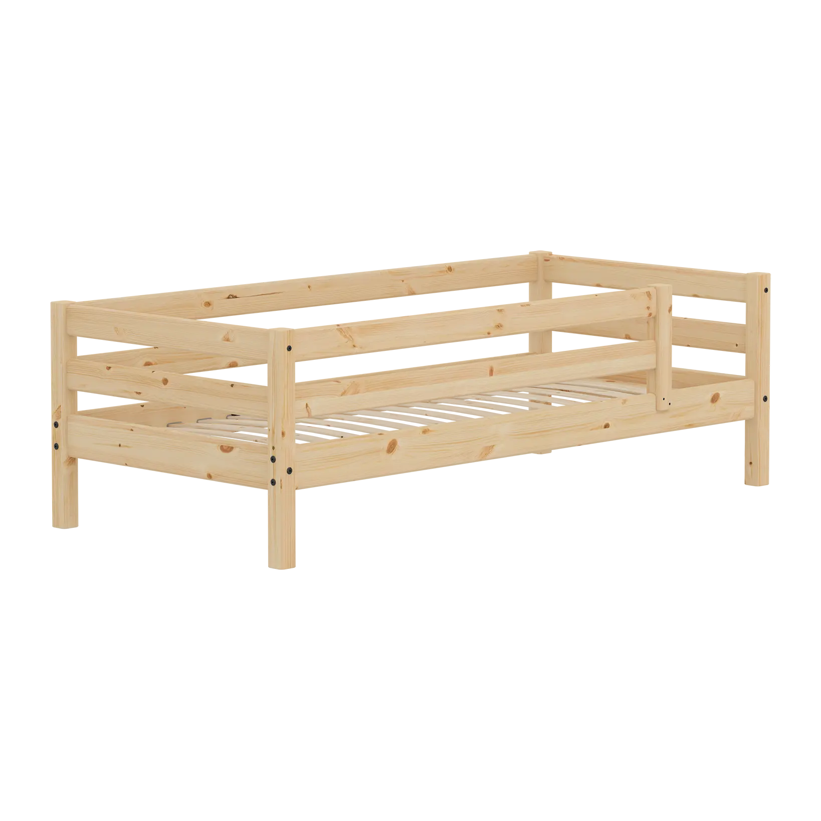 Single Bed with Safety Rails, 90x200 cm, Pine - Image 3