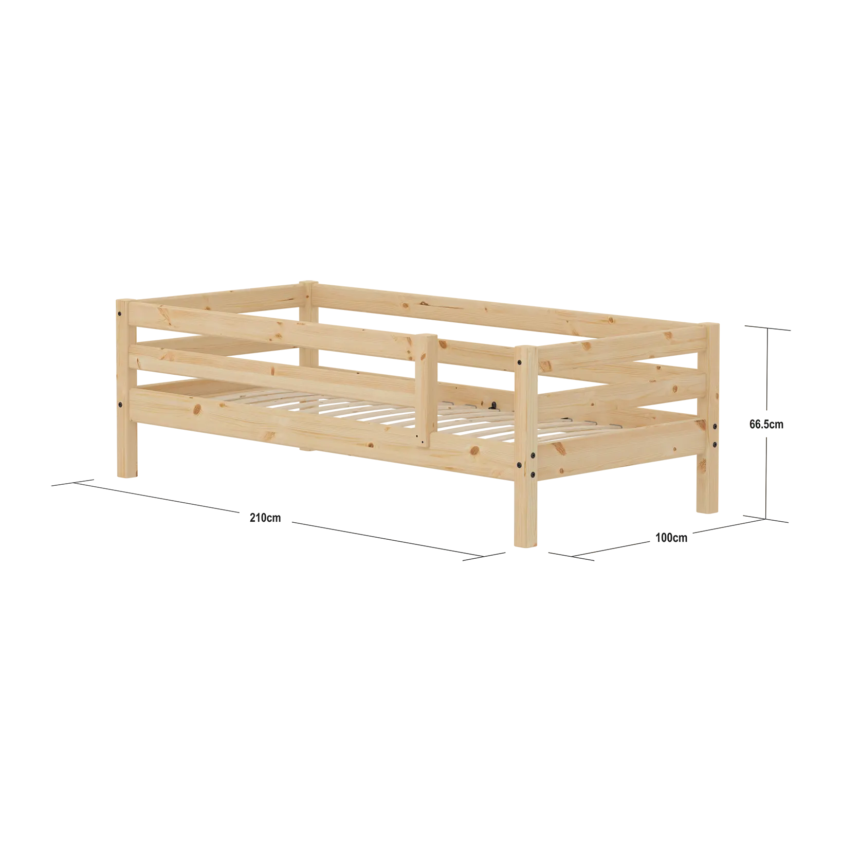 Single Bed with Safety Rails, 90x200 cm, Pine - Image 4