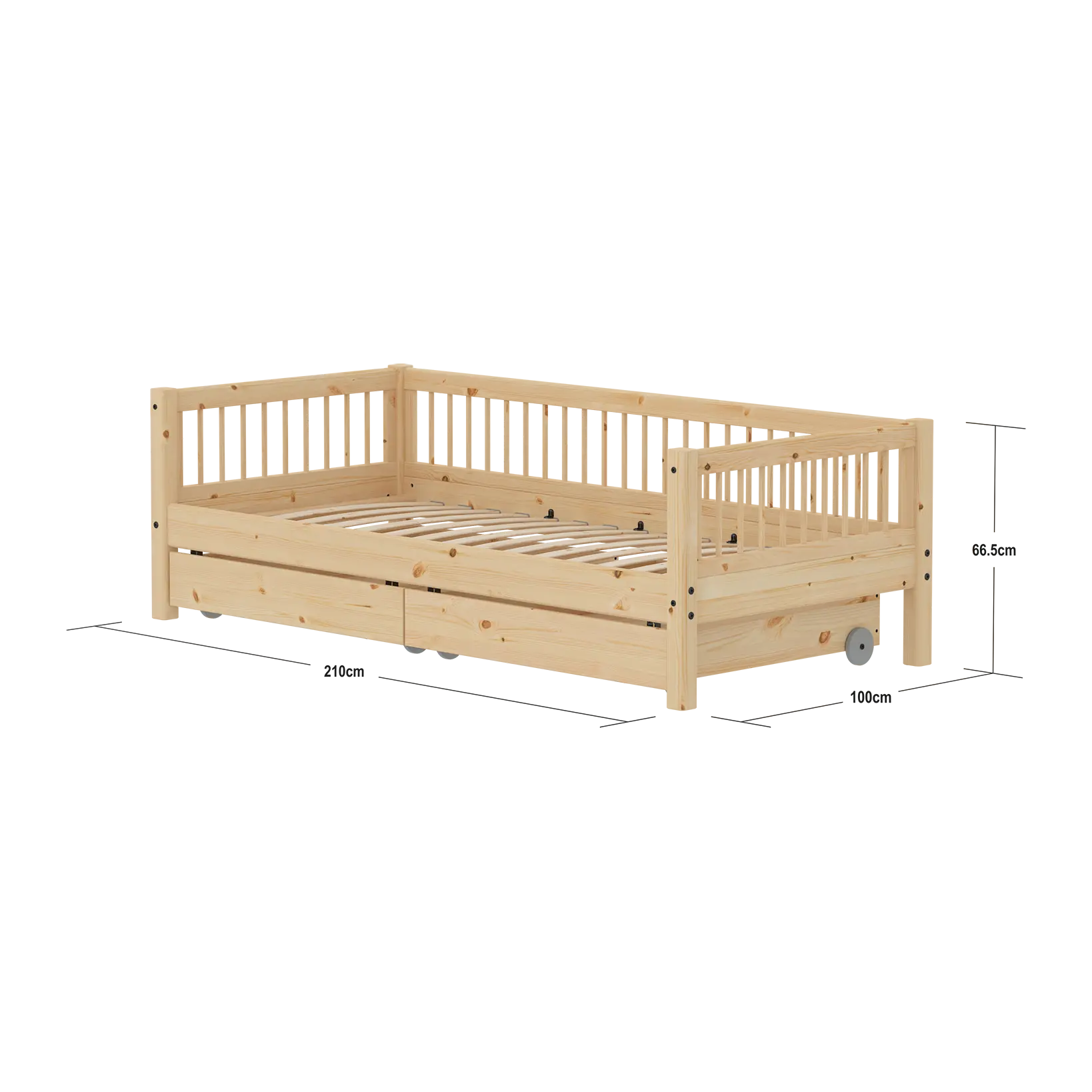 Single Bed with Storage, 90x200 cm, Pine - Image 4