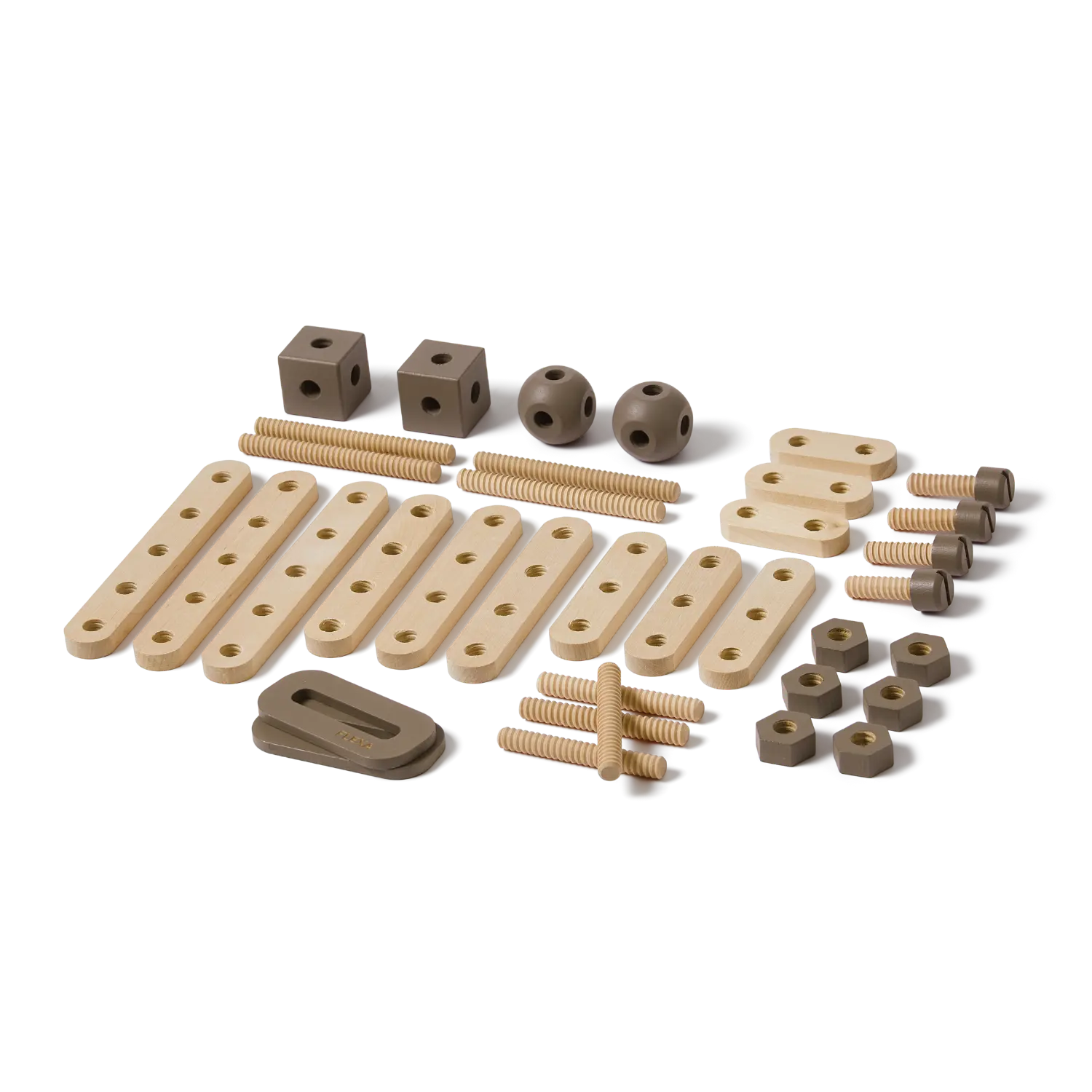 Construction Set, 36 pcs, Handpainted, Brown