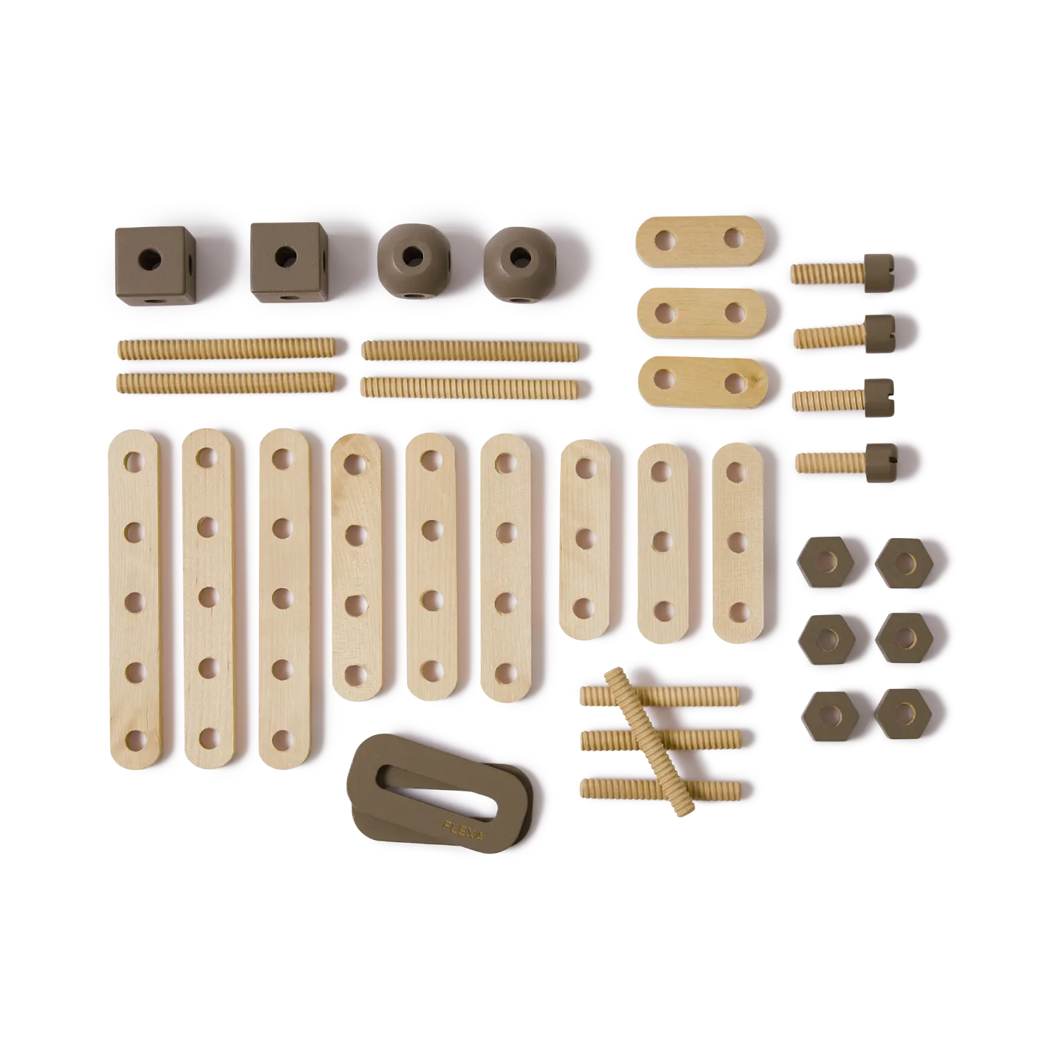 Construction Set, 36 pcs, Handpainted, Brown - Image 4