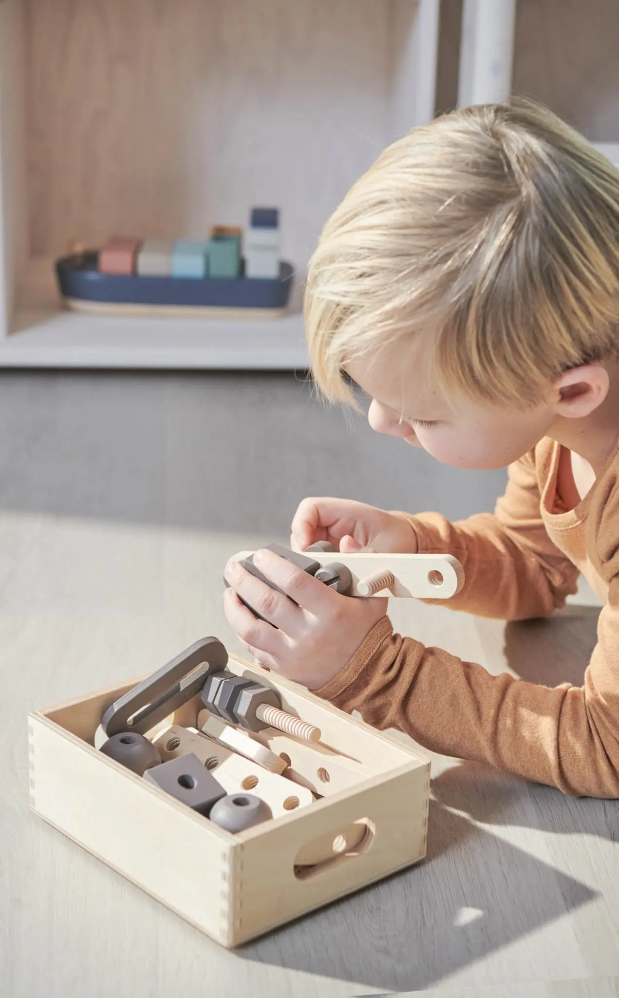 Construction Set, 36 pcs, Handpainted, Brown - Image 5