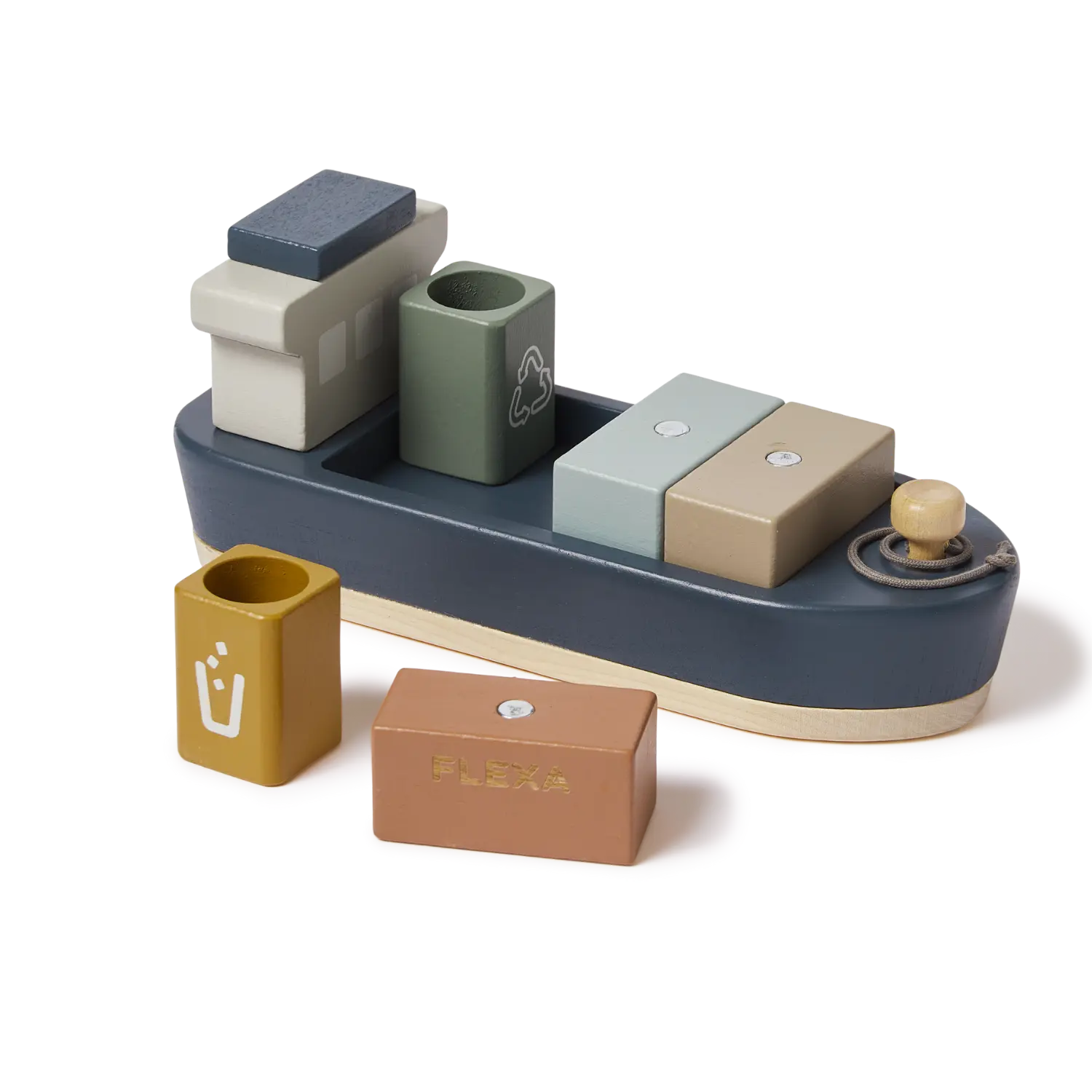 Container Ship, 1 ship & 5 containers, Handpainted - Image 5