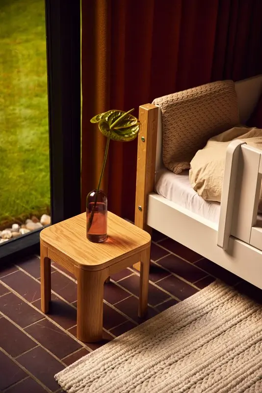 Single Bed with Safety Rail, 90x200 cm, White/Oak - Image 4
