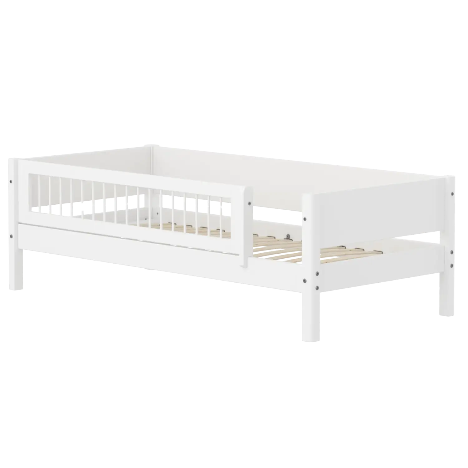 Single Bed with Safety Rail, 90x200 cm, White