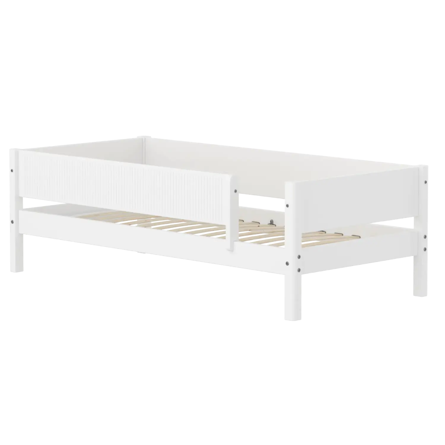 Single Bed with Safety Rail, 90x200 cm, White