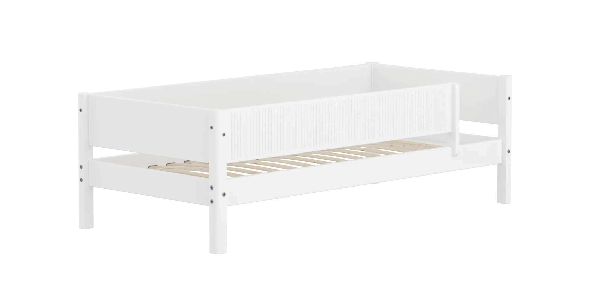 Single Bed with Safety Rail, 90x200 cm, White - Image 4