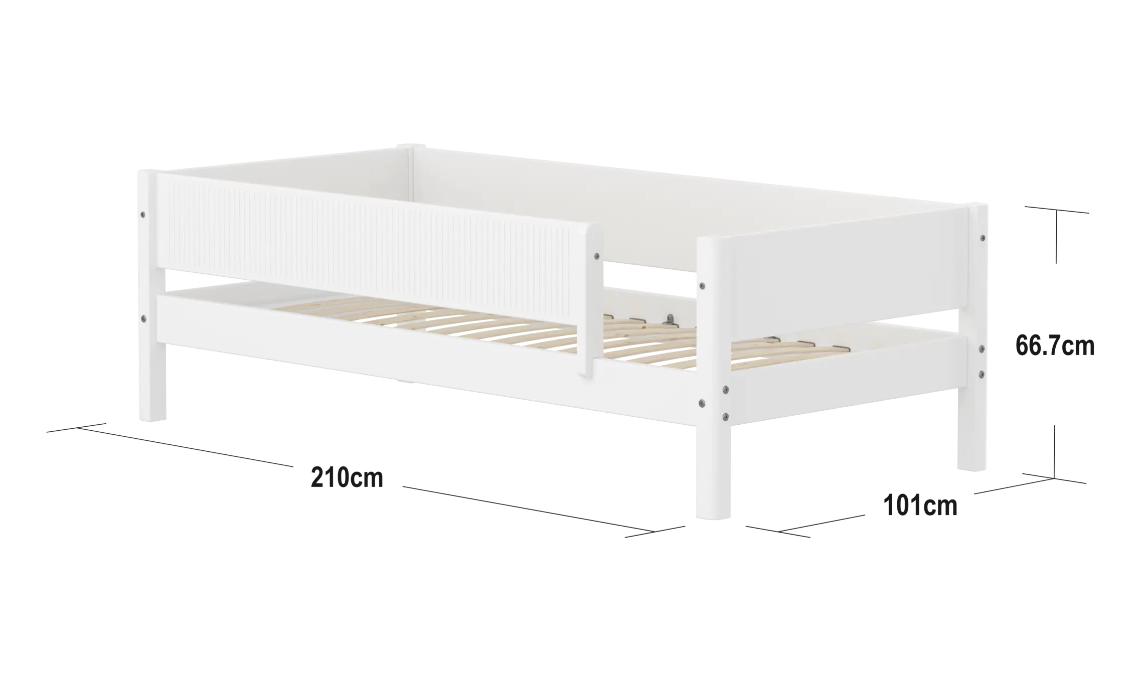 Single Bed with Safety Rail, 90x200 cm, White - Image 5