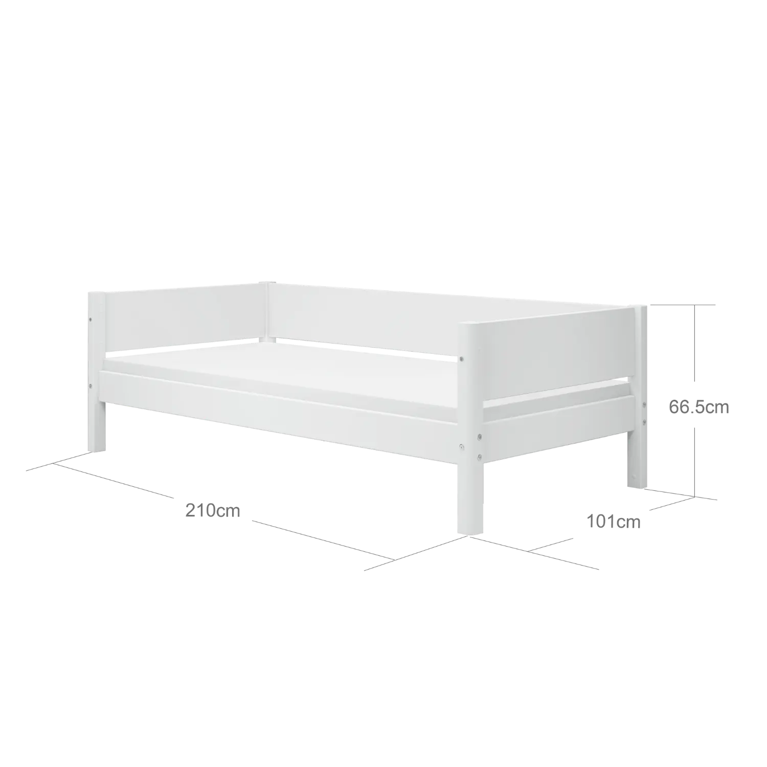 Single Bed with Safety Rail, 90x200 cm, White - Image 7