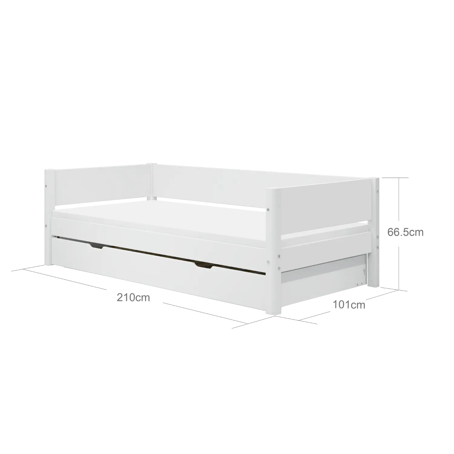 Single Bed with Pull-out Bed, 90x200 cm, White - Image 5