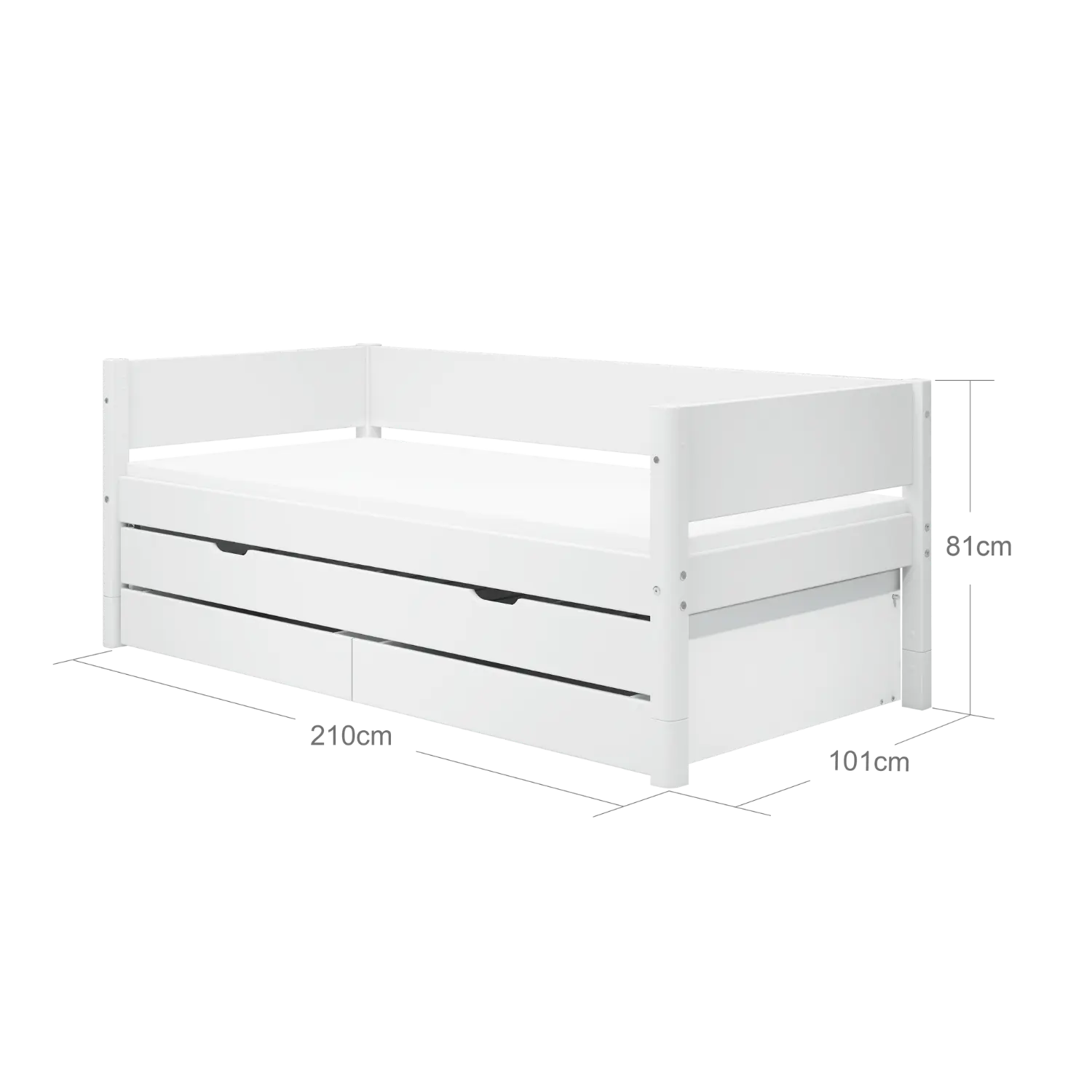 Single Bed with Pull-out Bed and Storage, 90x200 cm, White - Image 12
