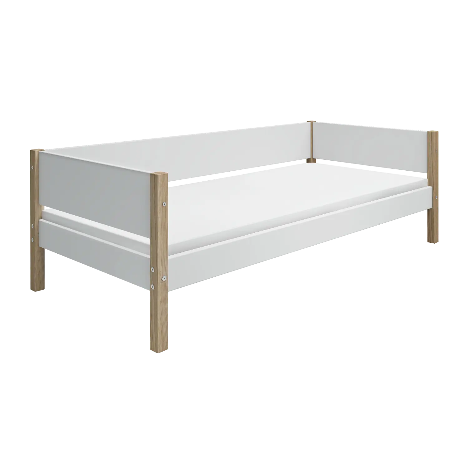 Single Bed, 90x200 cm, White/Oak - Image 4