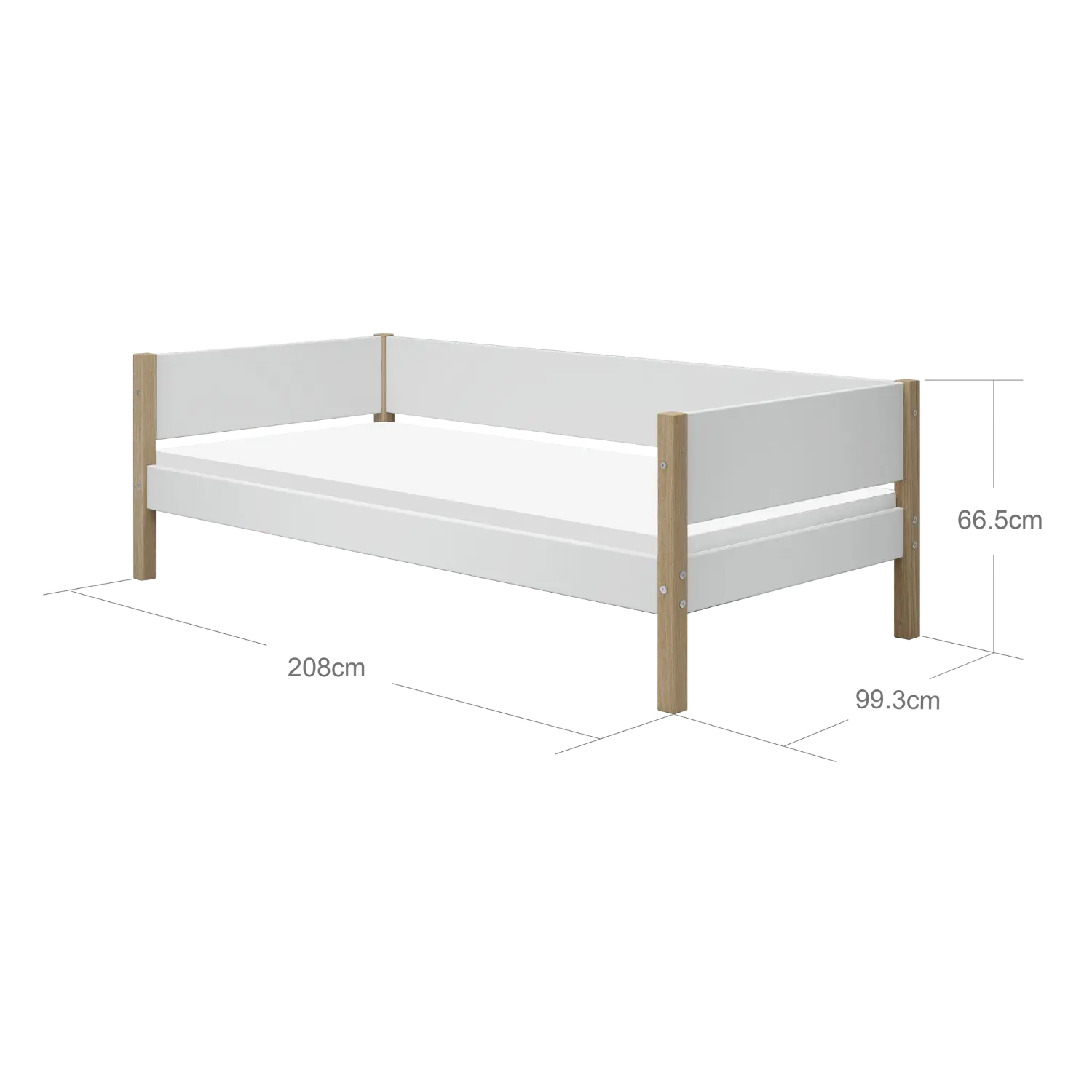 Single Bed, 90x200 cm, White/Oak - Image 5