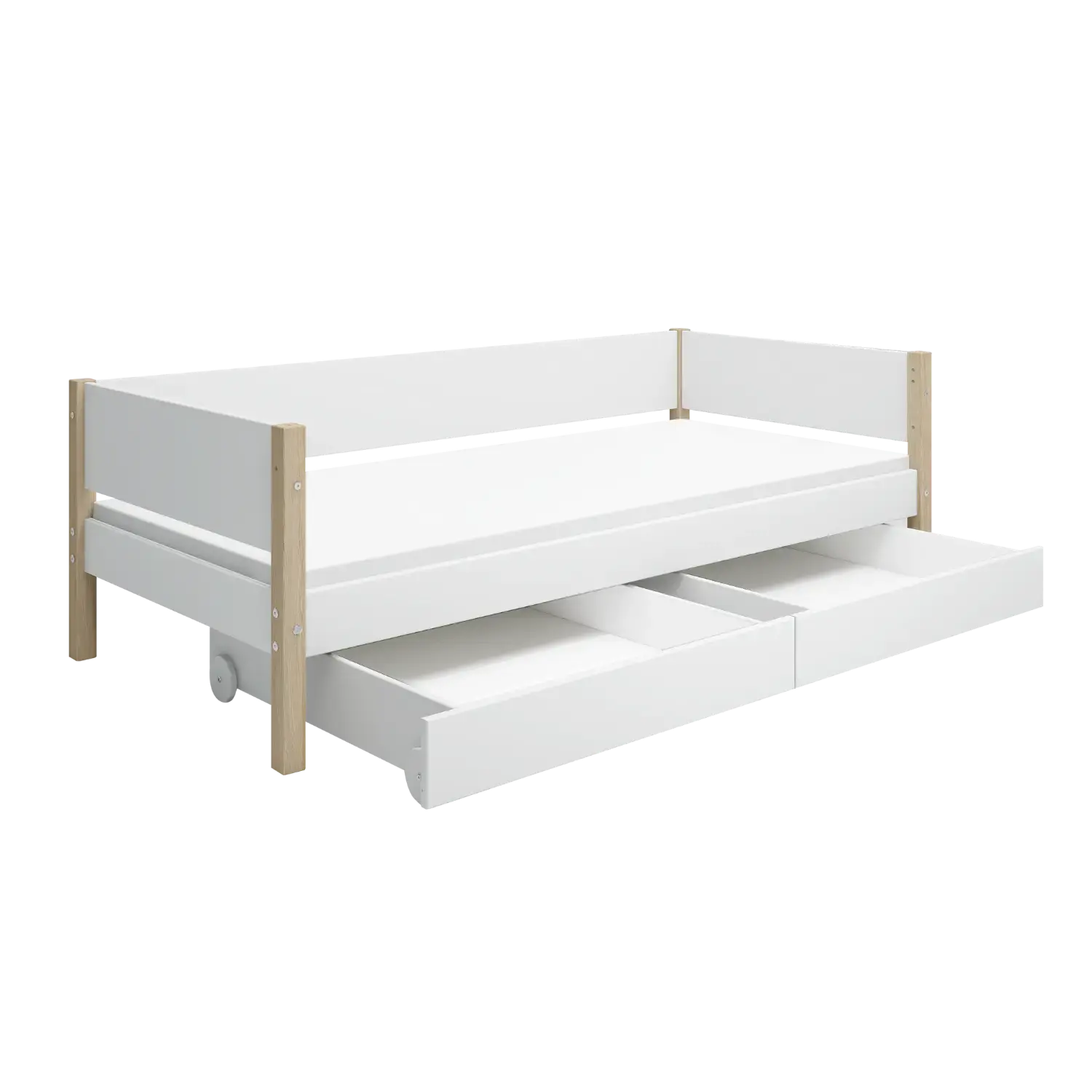 Single Bed with Storage, 90x200 cm, White/Oak - Image 6