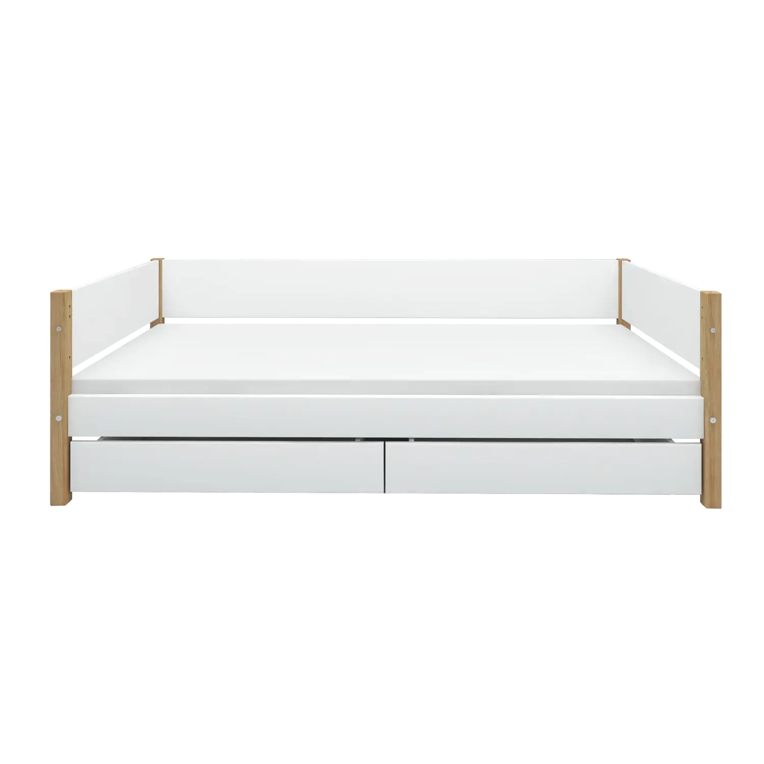 Single Bed with Storage, 90x200 cm, White/Oak - Image 7