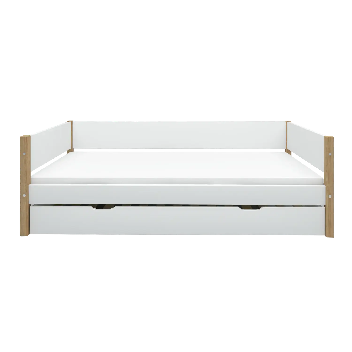 Single Bed with Pull-out Bed, 90x200 cm, White/Oak - Image 3