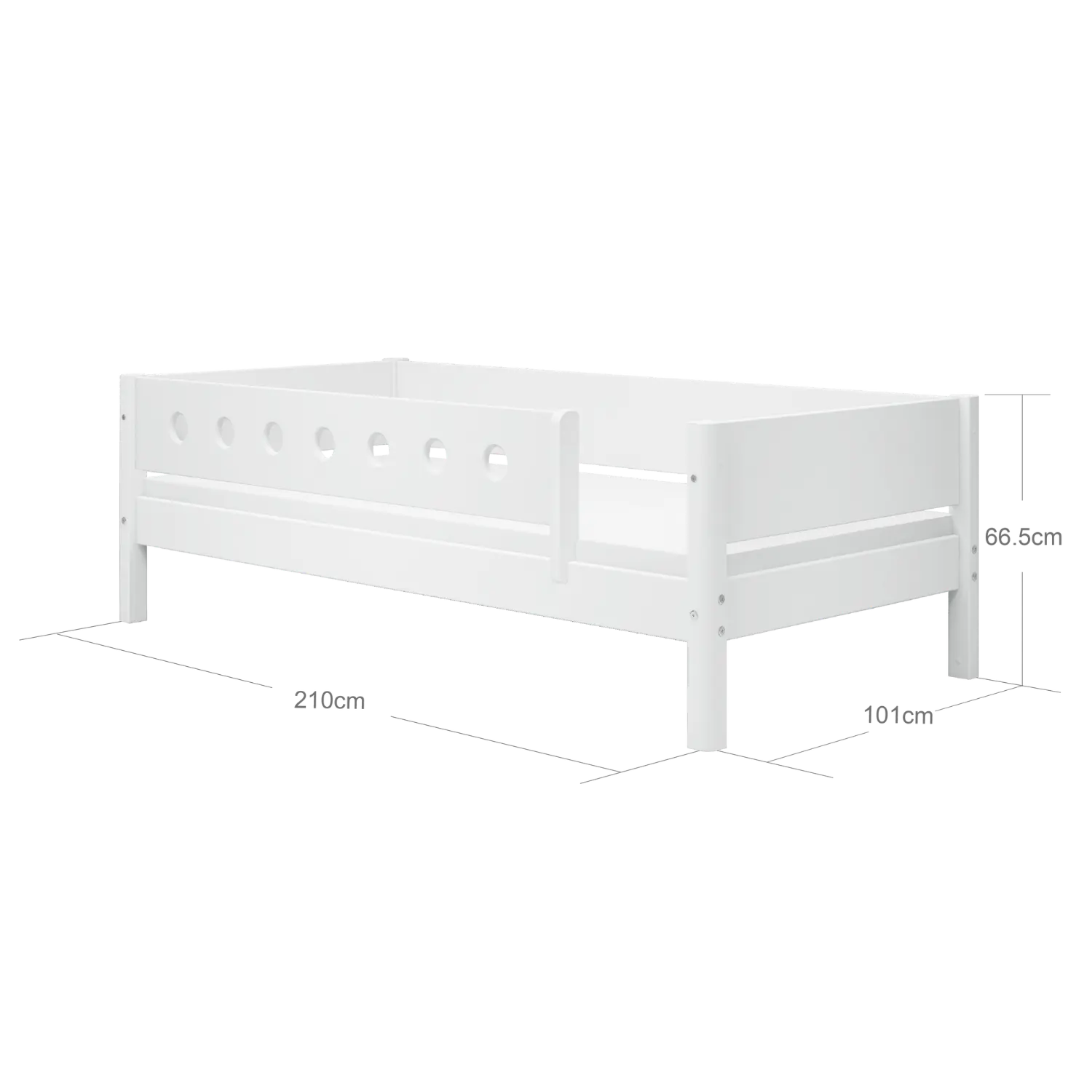Single Bed with Safety Rail, 90x200 cm, White - Image 8