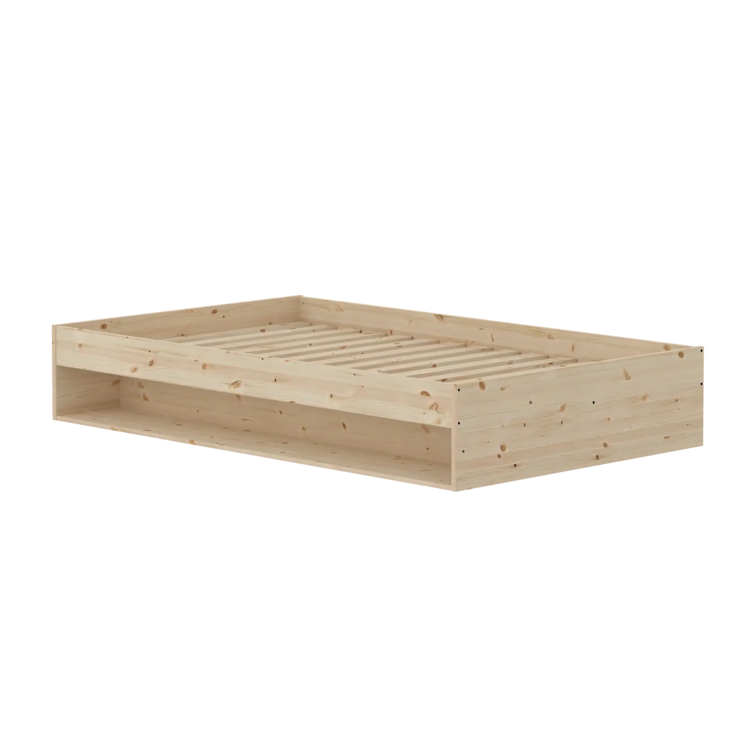 Double Bed with Shelf, 120x200 cm, Pine