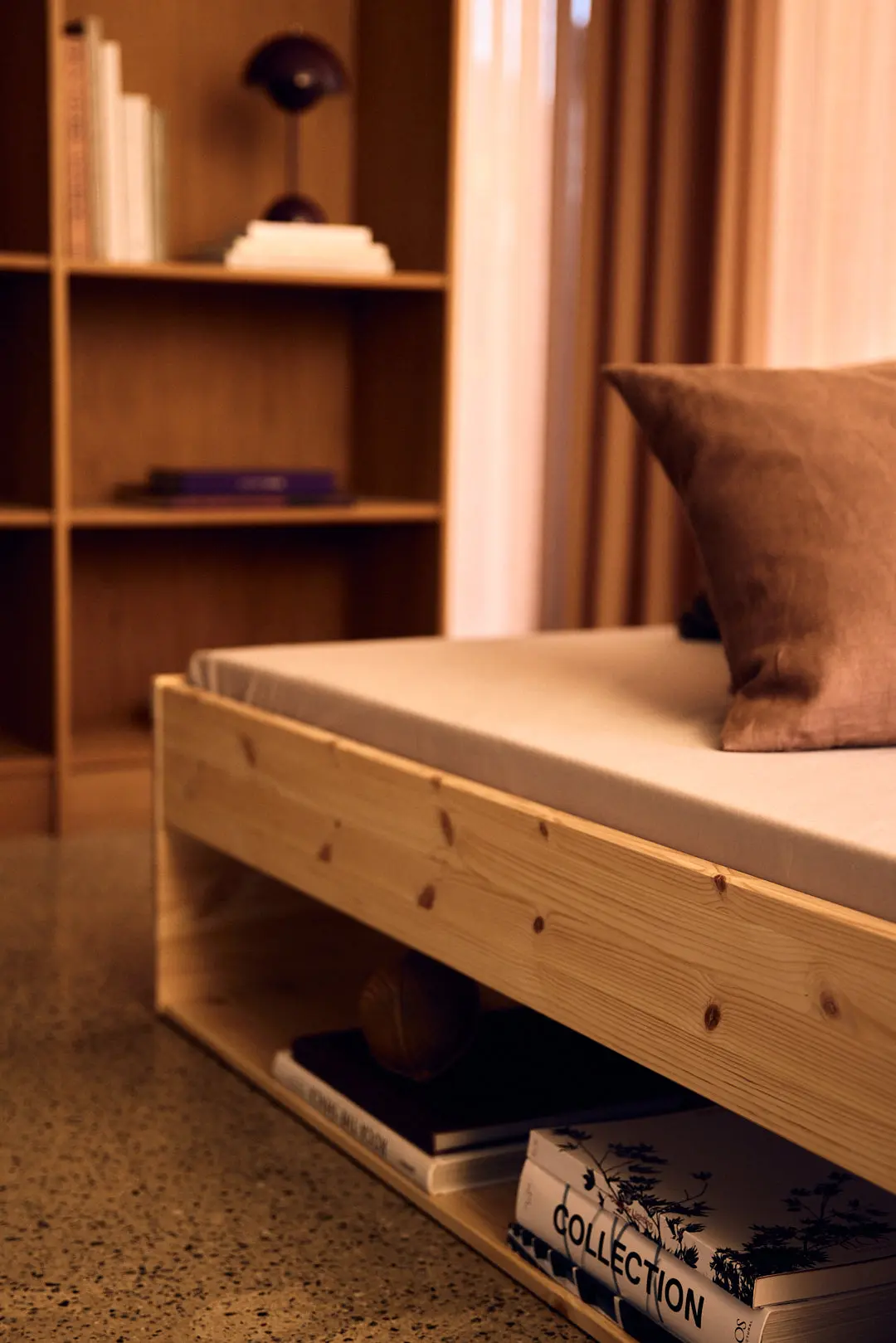 Double Bed with Shelf, 120x200 cm, Pine - Image 2