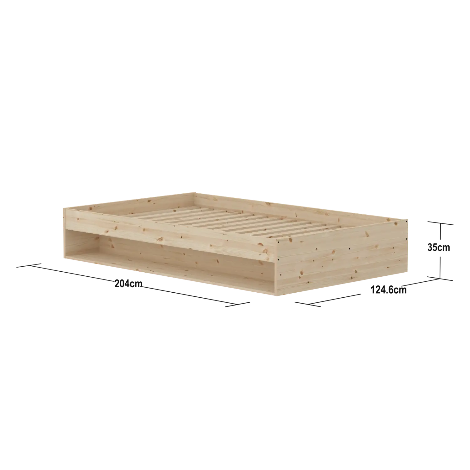 Double Bed with Shelf, 120x200 cm, Pine - Image 5