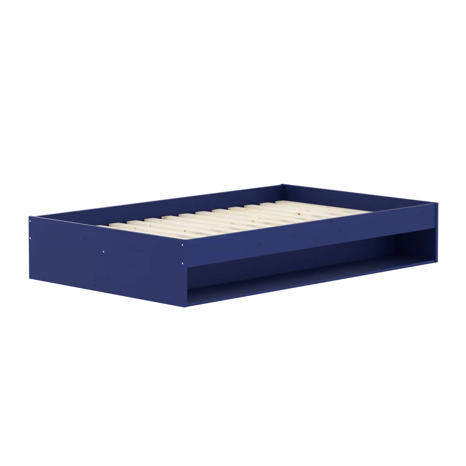 Double Bed with Shelf, 120x200 cm, Blue/Pine - Image 7