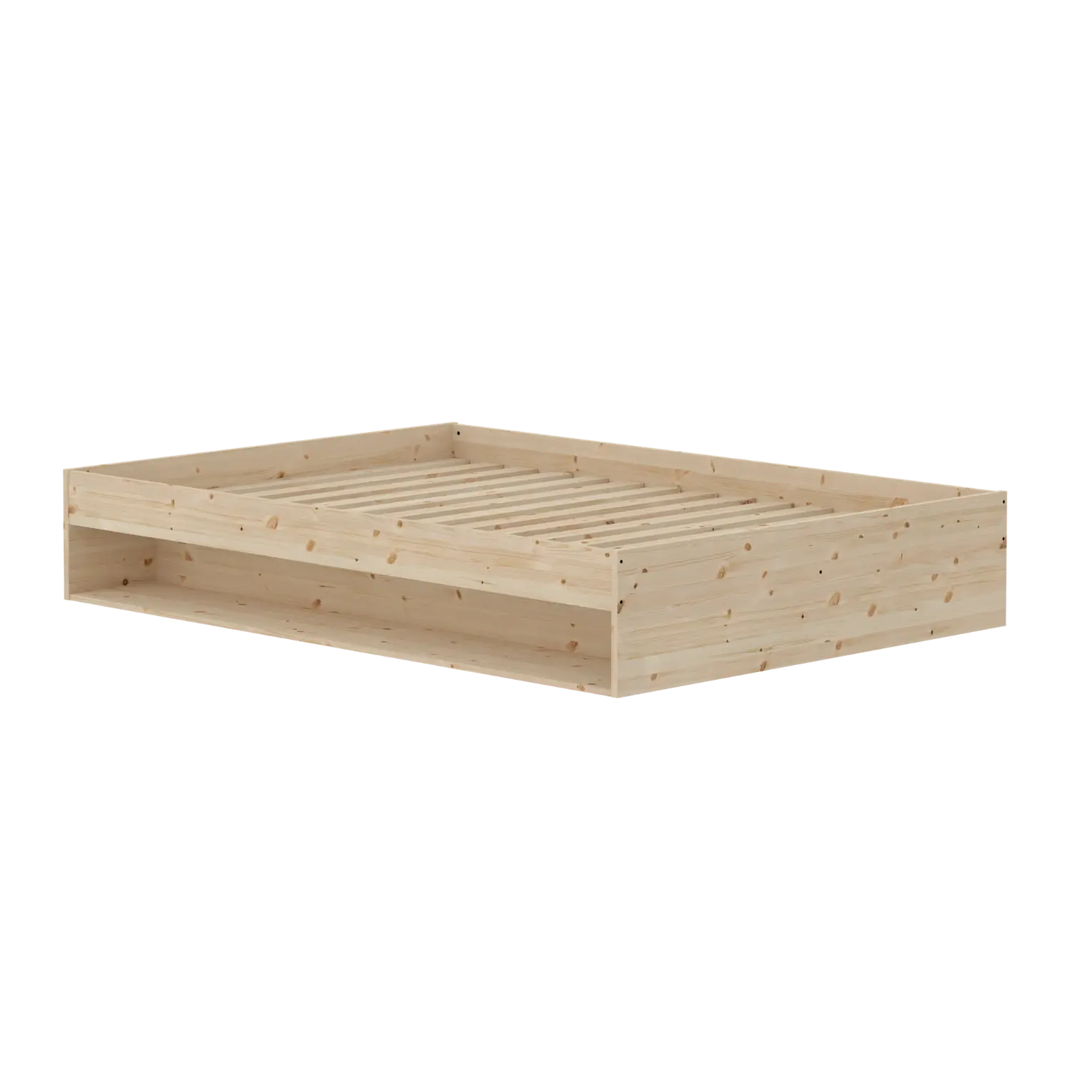 Double Bed with Shelf, 140x200 cm, Pine