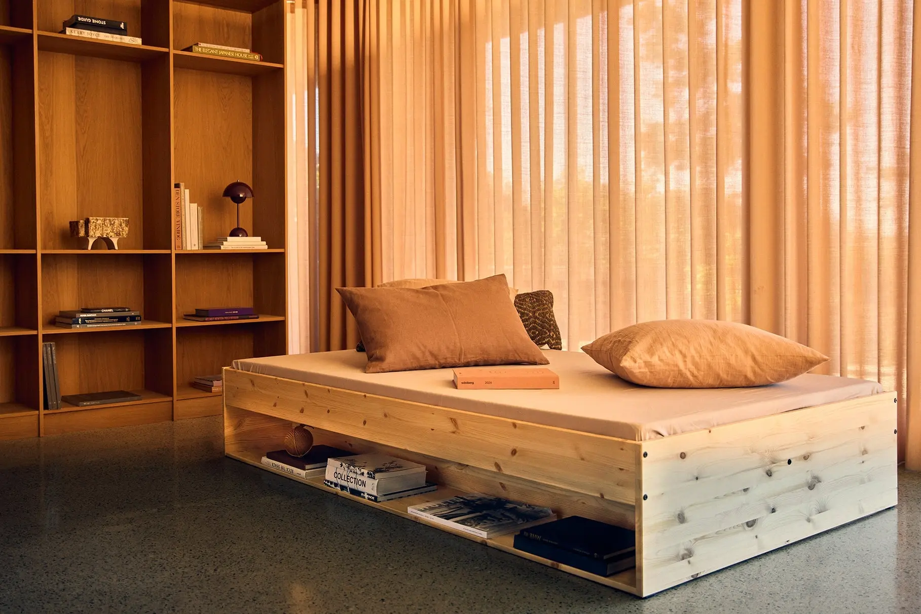 Double Bed with Shelf, 140x200 cm, Pine - Image 2
