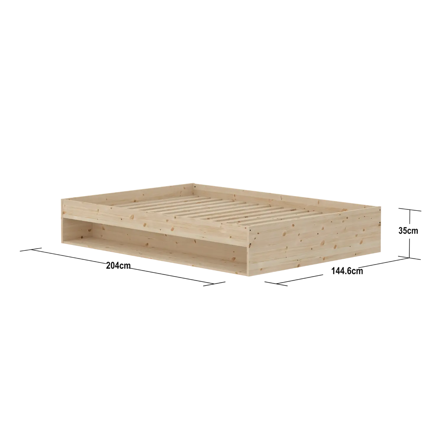 Double Bed with Shelf, 140x200 cm, Pine - Image 6