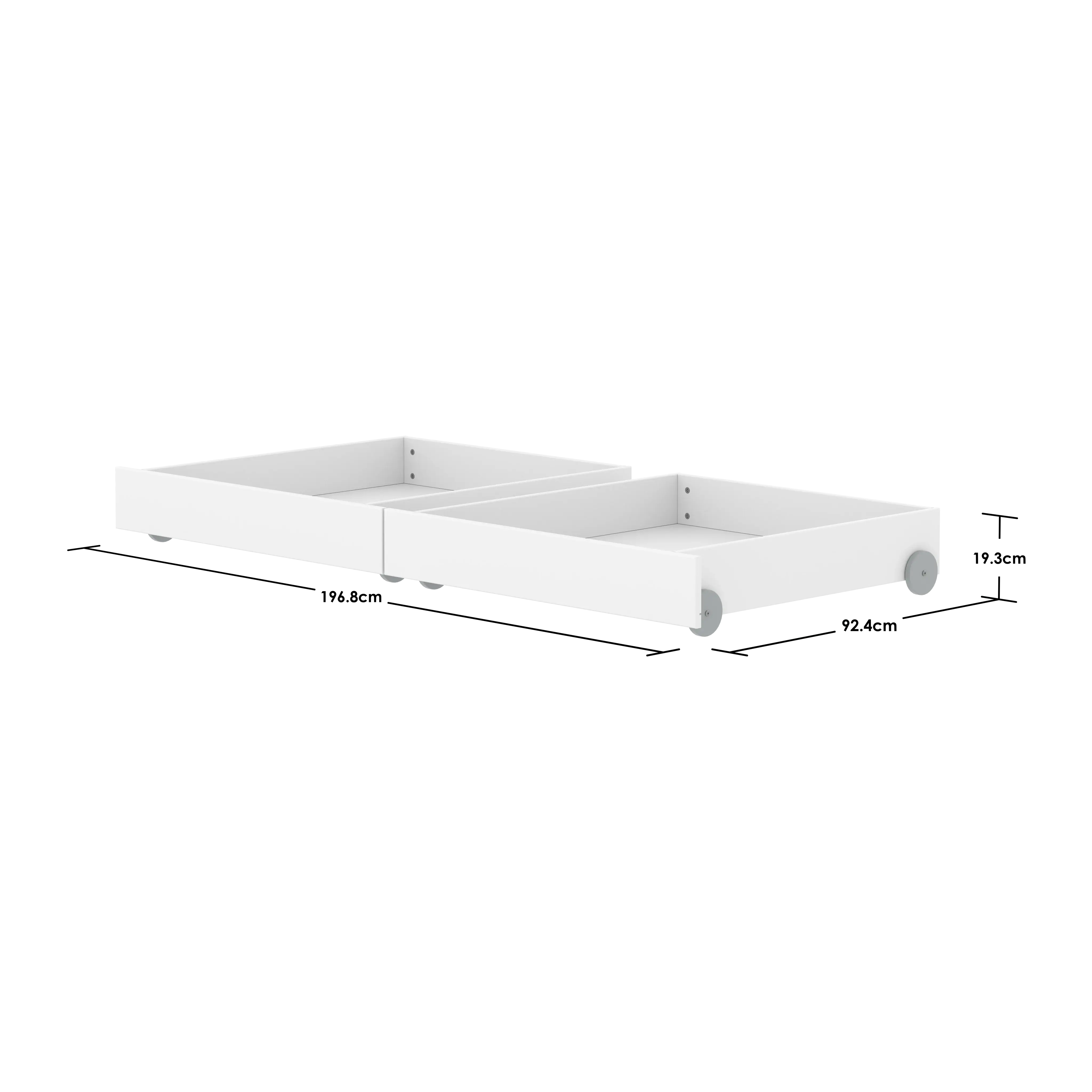 Bed Drawers, 2 pcs, 90x200 cm, White - Image 2
