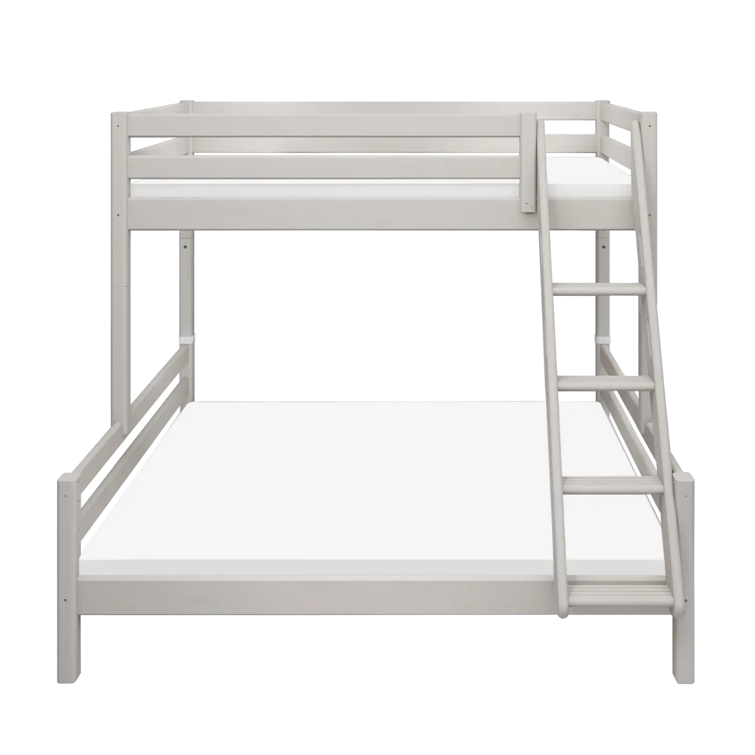 Family Bunk Bed 184 cm with Ladder and Safety Rail, 90/140x200 cm, Grey - Image 2