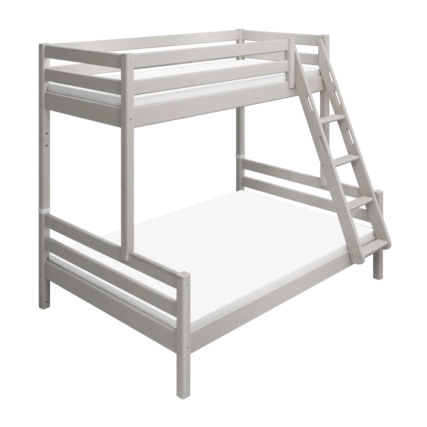 Family Bunk Bed 184 cm with Ladder and Safety Rail, 90/140x200 cm, Grey - Image 3