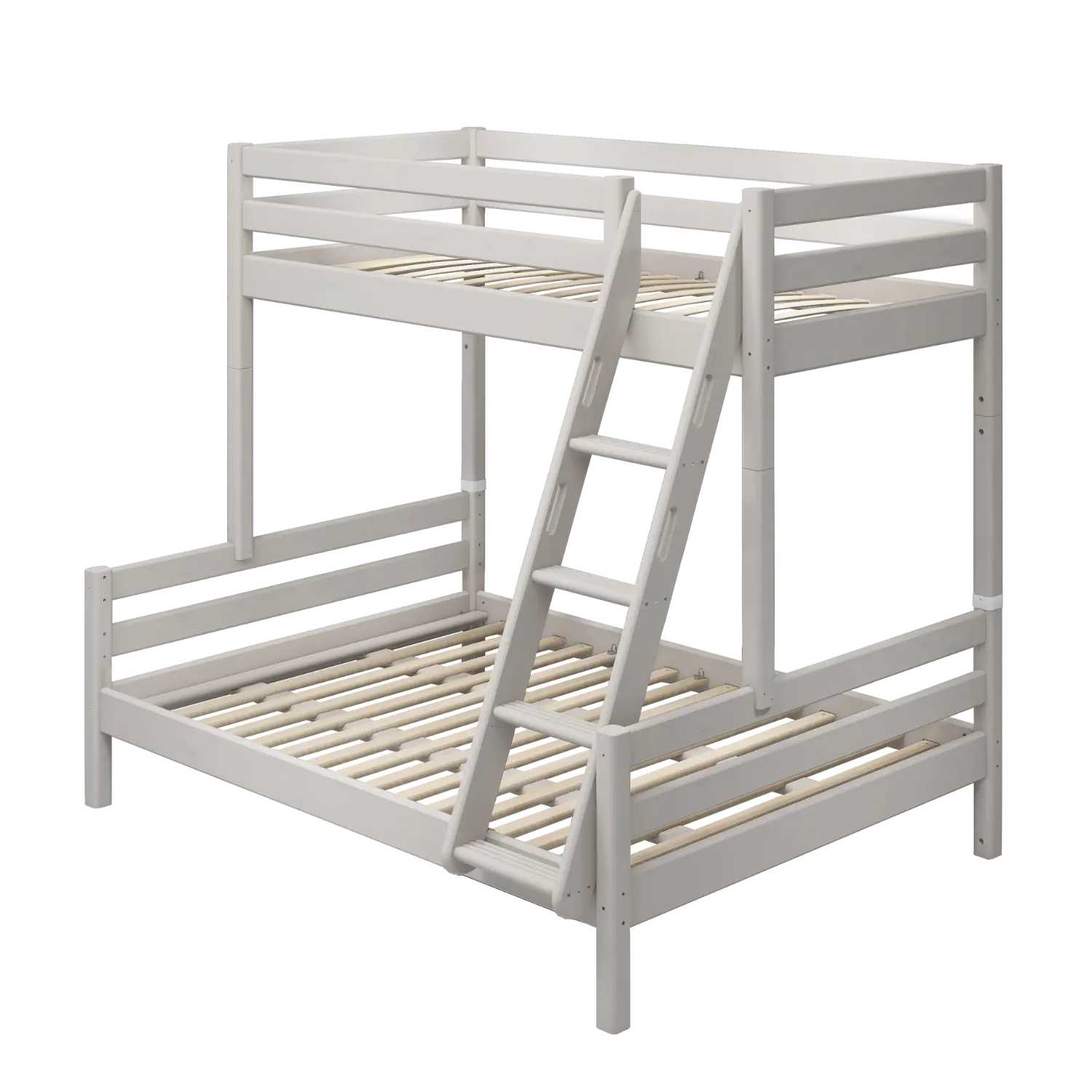 Family Bunk Bed 184 cm with Ladder and Safety Rail, 90/140x200 cm, Grey - Image 4