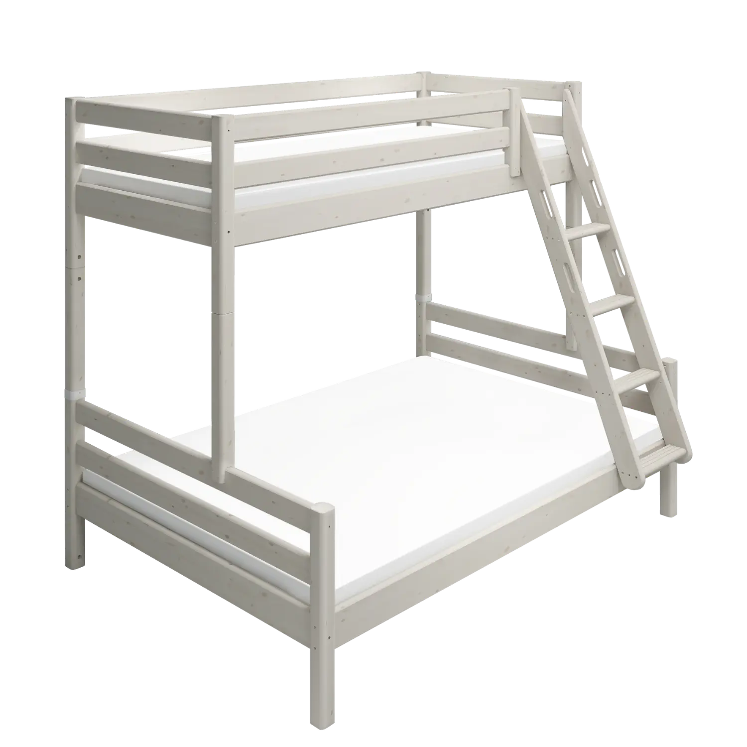 Family Bunk Bed 184 cm with Ladder and Safety Rail, 90/140x200 cm, White - Image 6