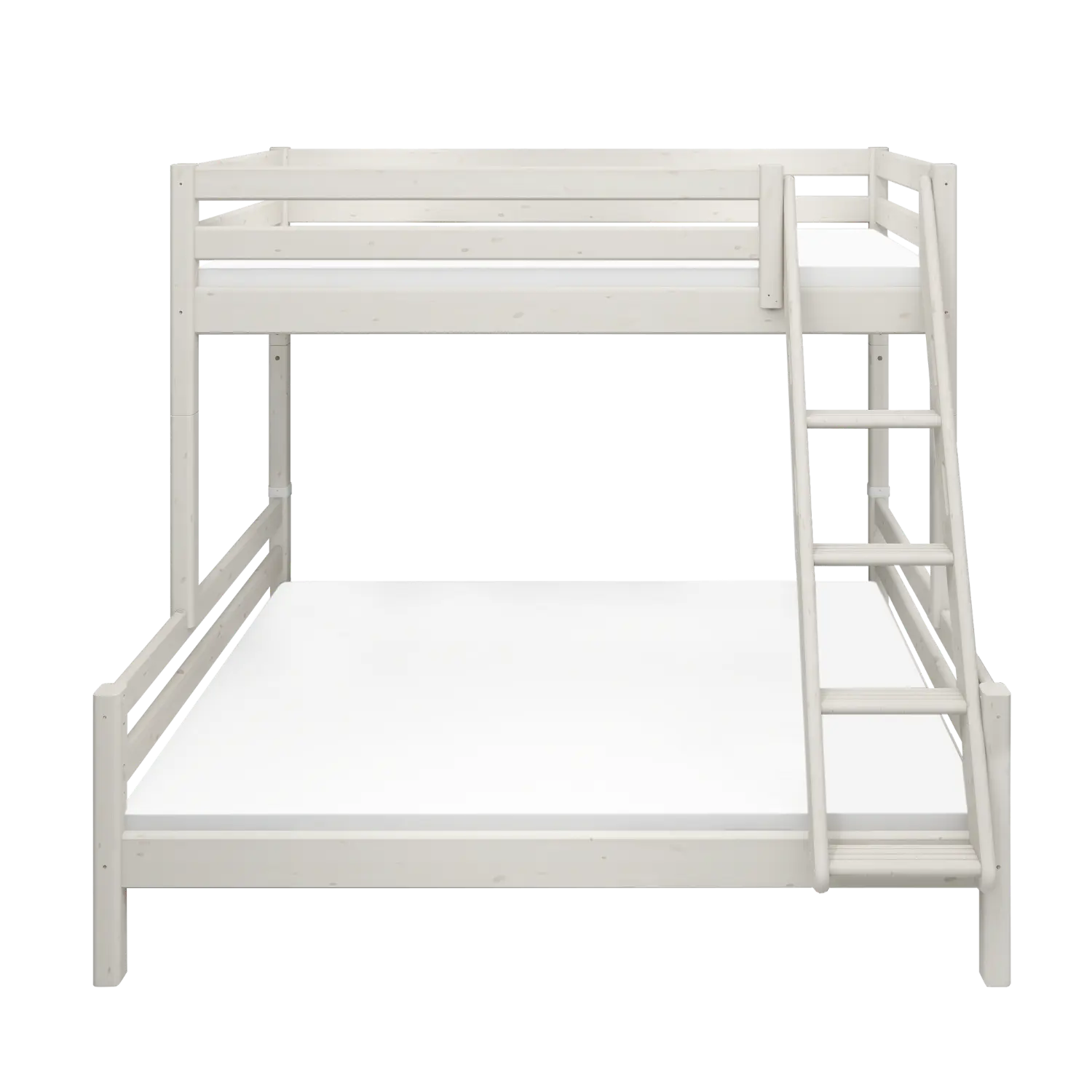 Family Bunk Bed 184 cm with Ladder and Safety Rail, 90/140x200 cm, White - Image 7