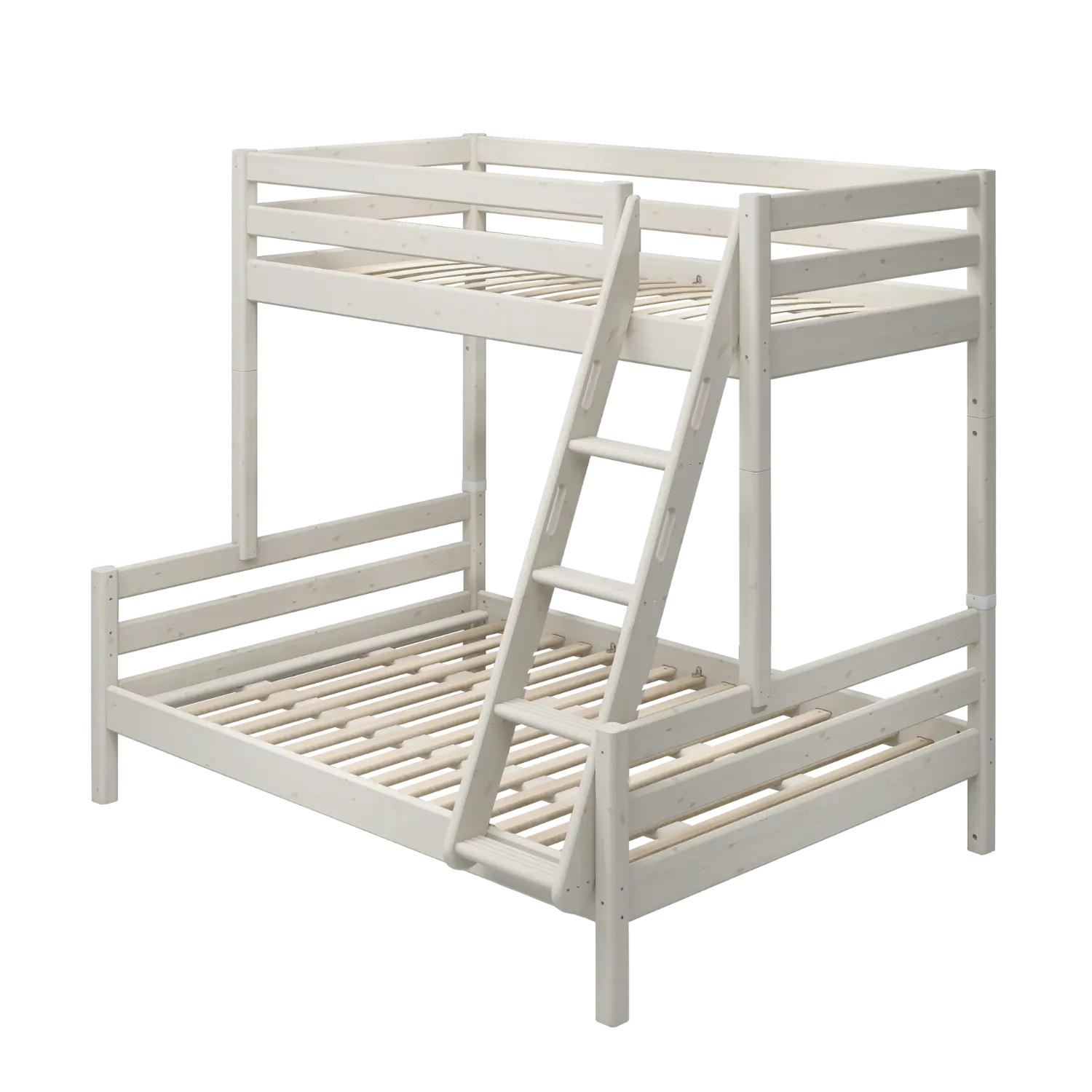 Family Bunk Bed 184 cm with Ladder and Safety Rail, 90/140x200 cm, White - Image 8