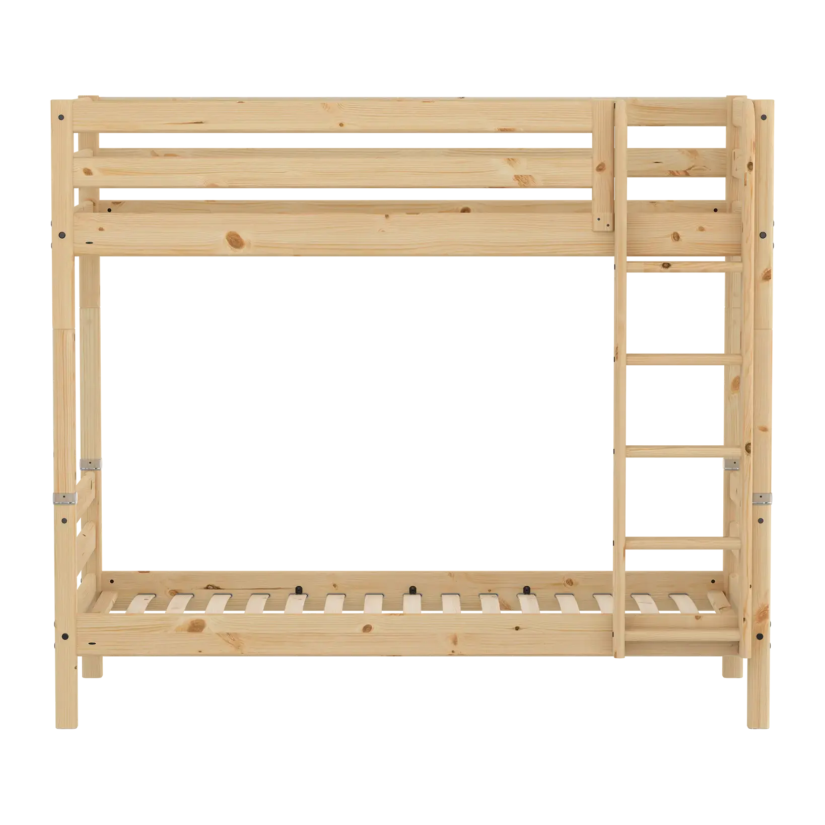 Bunk Bed with Straight Ladder and Safety Rails, 90x200 cm, Pine - Image 3