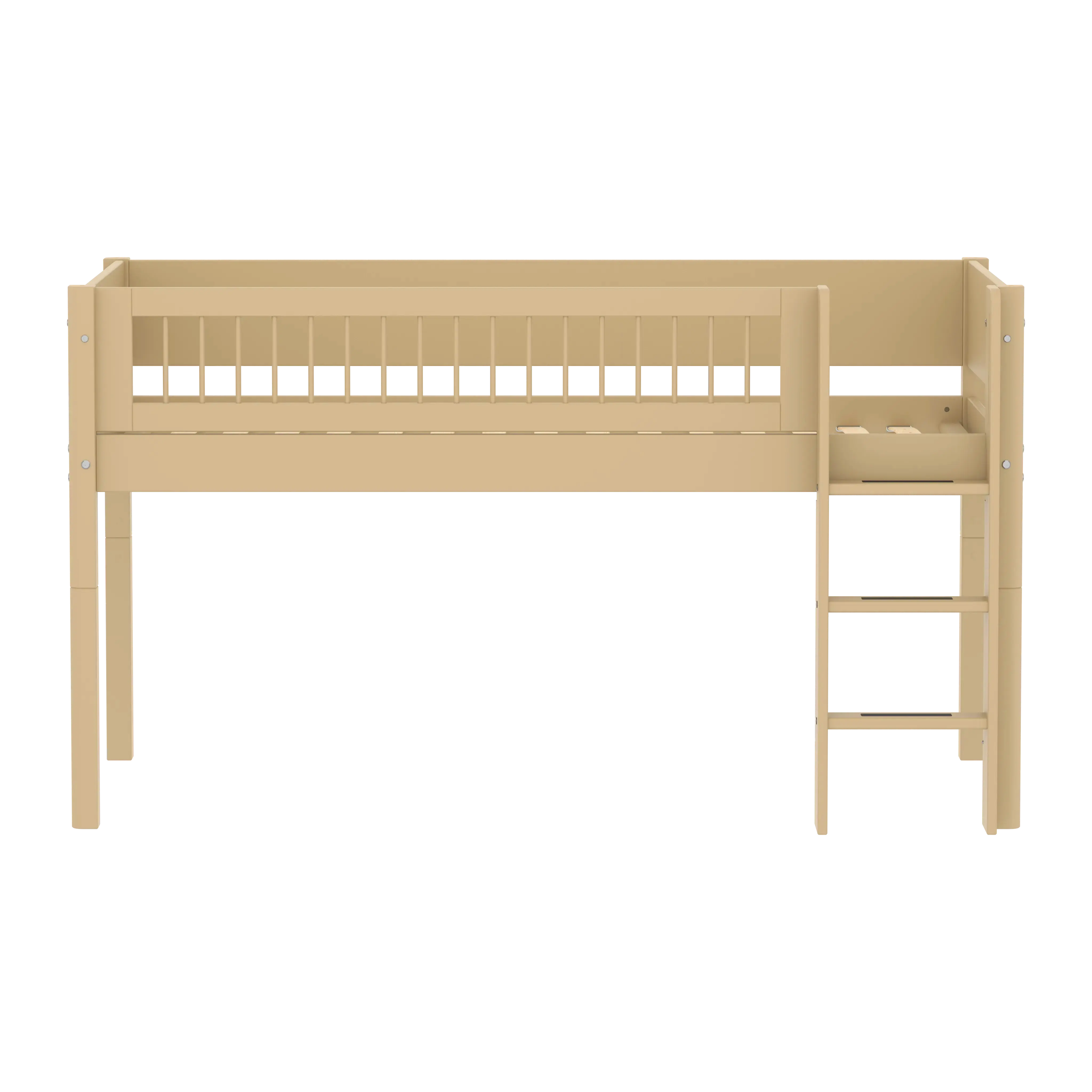 High Bed 120 cm with Ladder and Safety Rail, 90x200 cm, Sand - Image 7