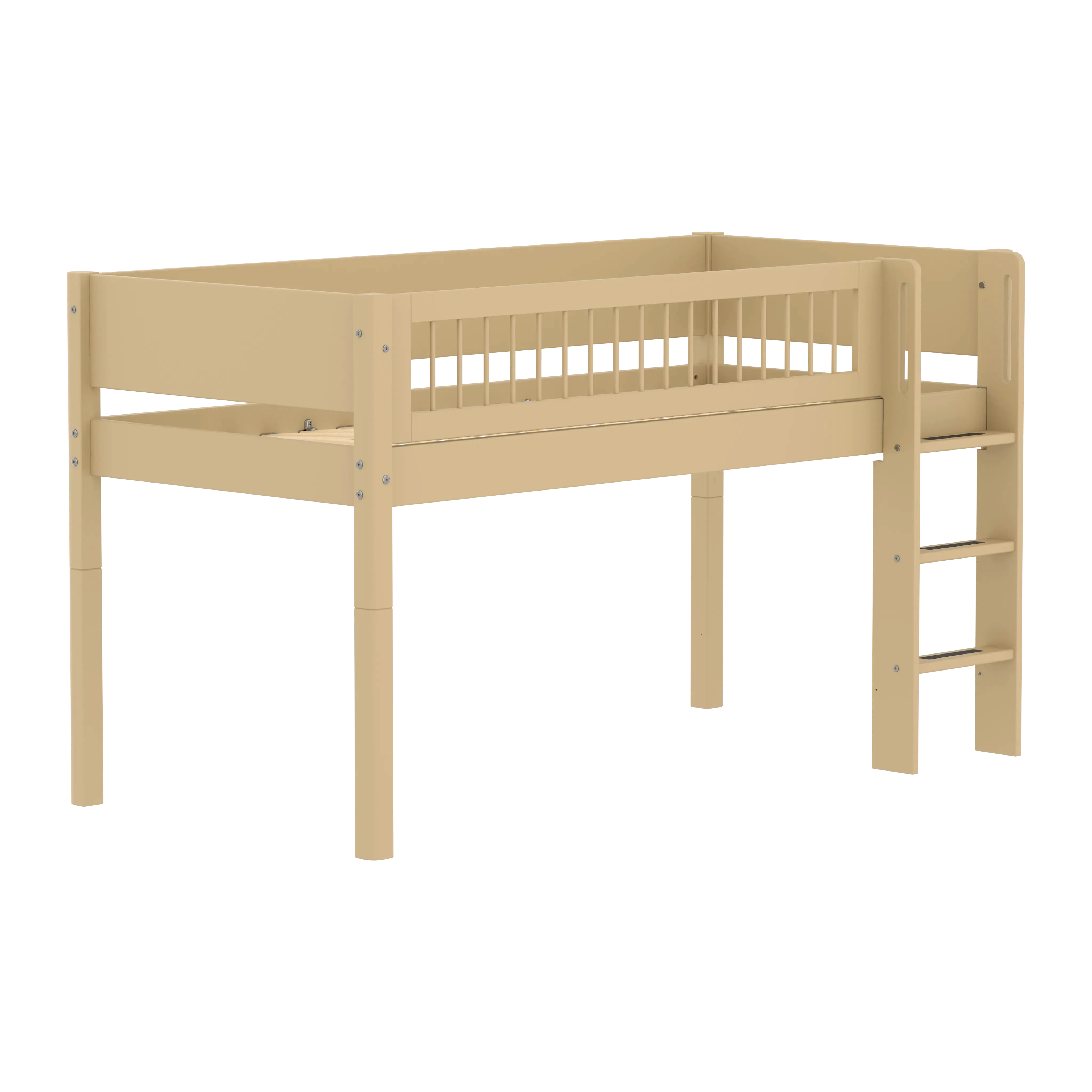 High Bed 120 cm with Ladder and Safety Rail, 90x200 cm, Sand - Image 8