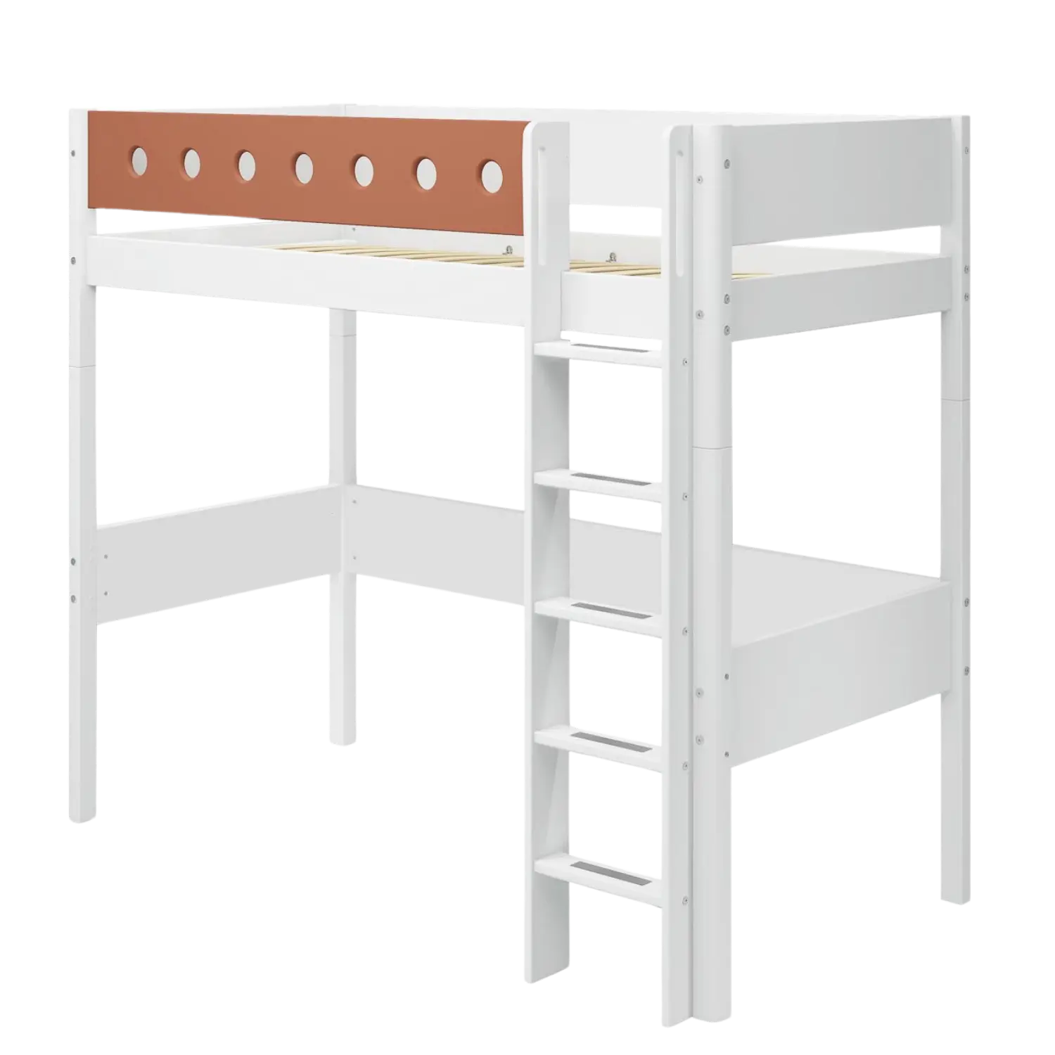 High Bed 184 cm with Ladder and Safety Rail, 90x200 cm, White - Image 6