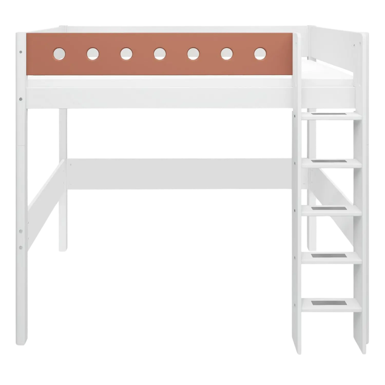 High Bed 184 cm with Ladder and Safety Rail, 90x200 cm, White - Image 7