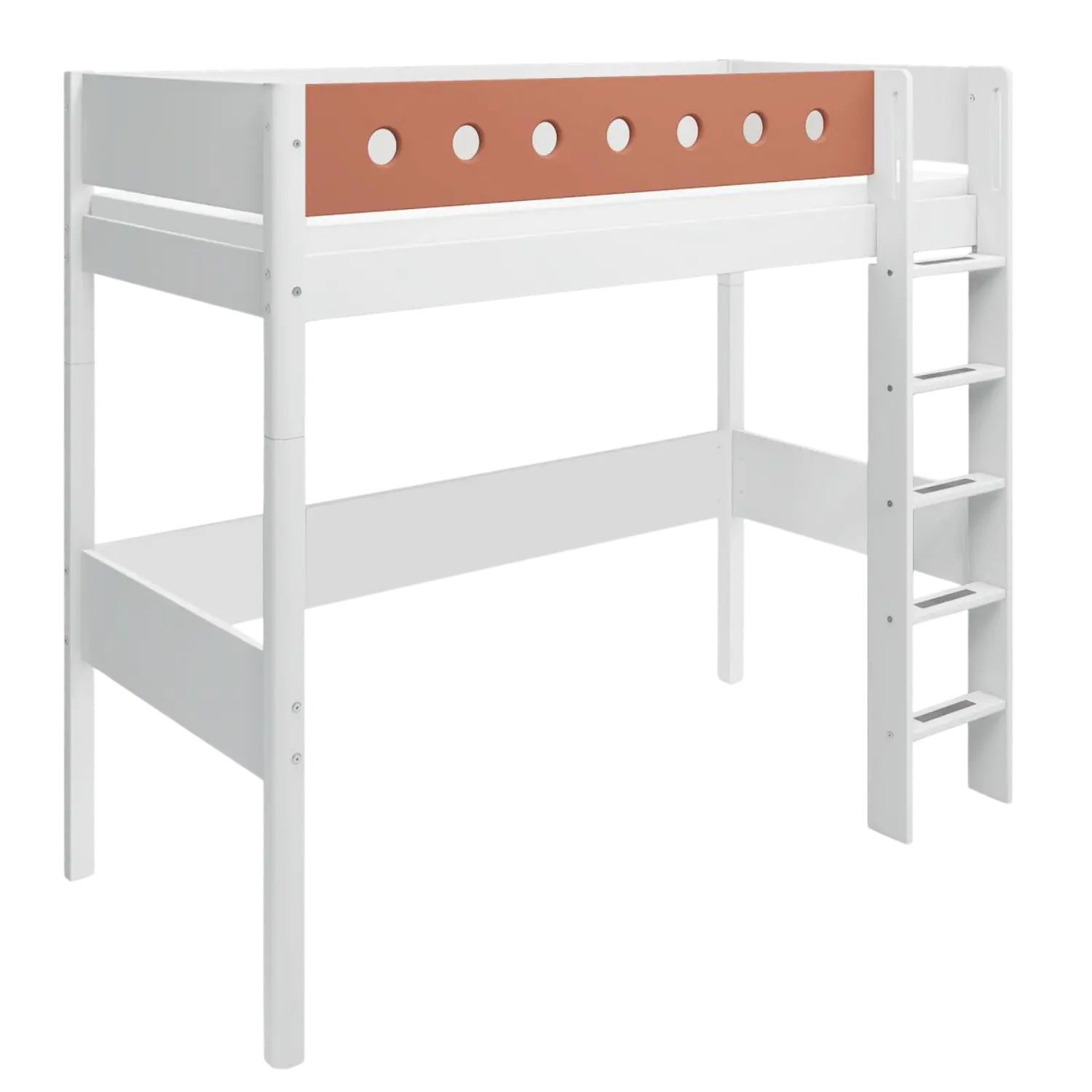 High Bed 184 cm with Ladder and Safety Rail, 90x200 cm, White - Image 8