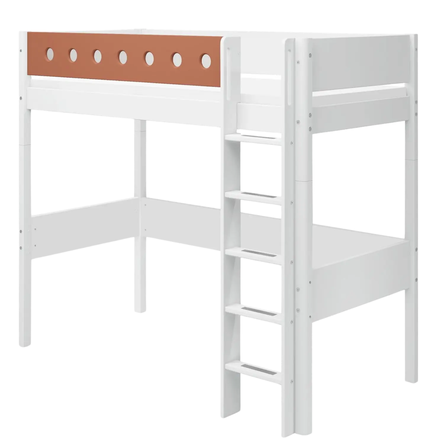 High Bed 184 cm with Ladder and Safety Rail, 90x200 cm, White - Image 9