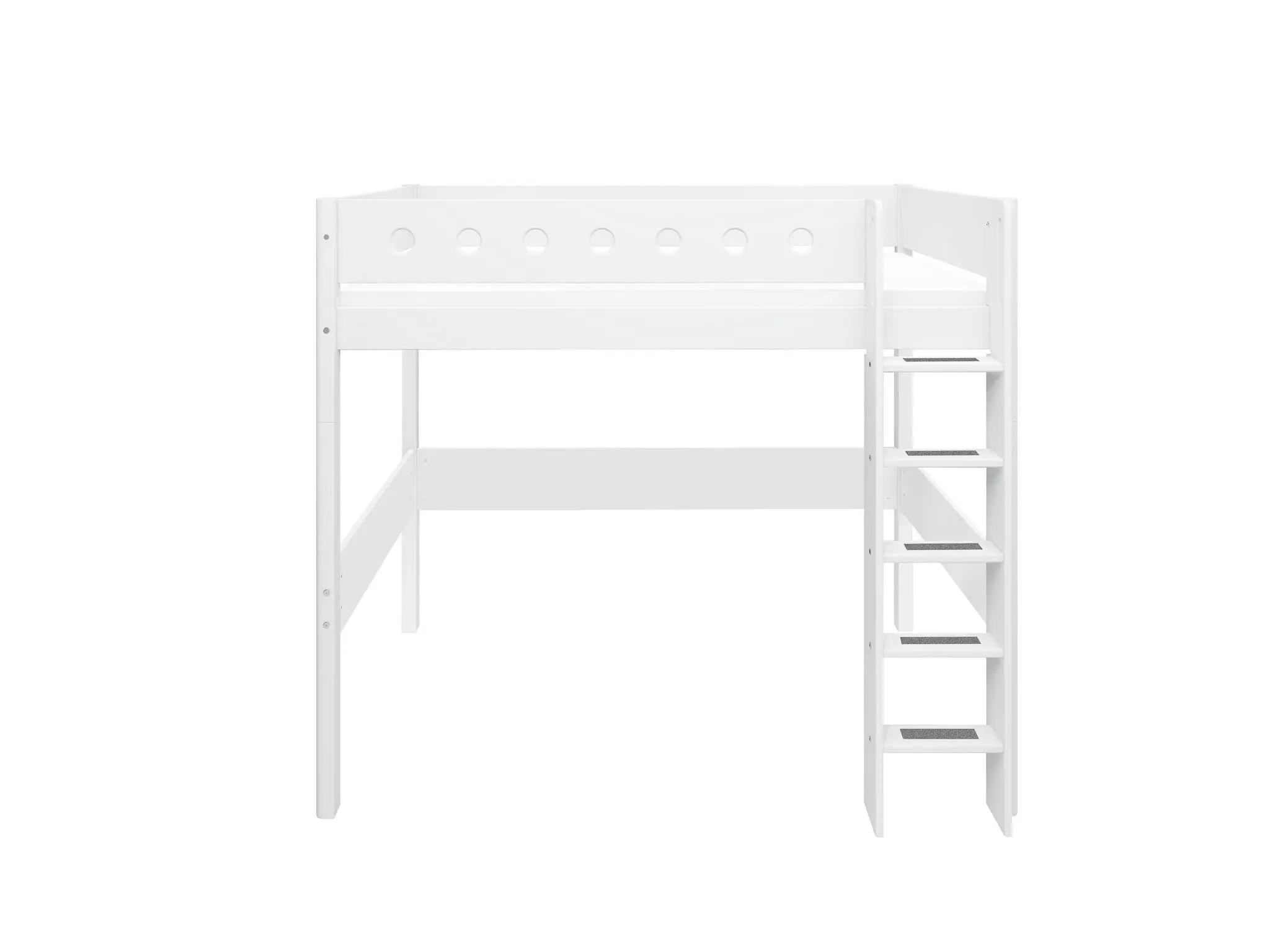 High Bed 184 cm with Ladder and Safety Rail, 90x200 cm, White - Image 2