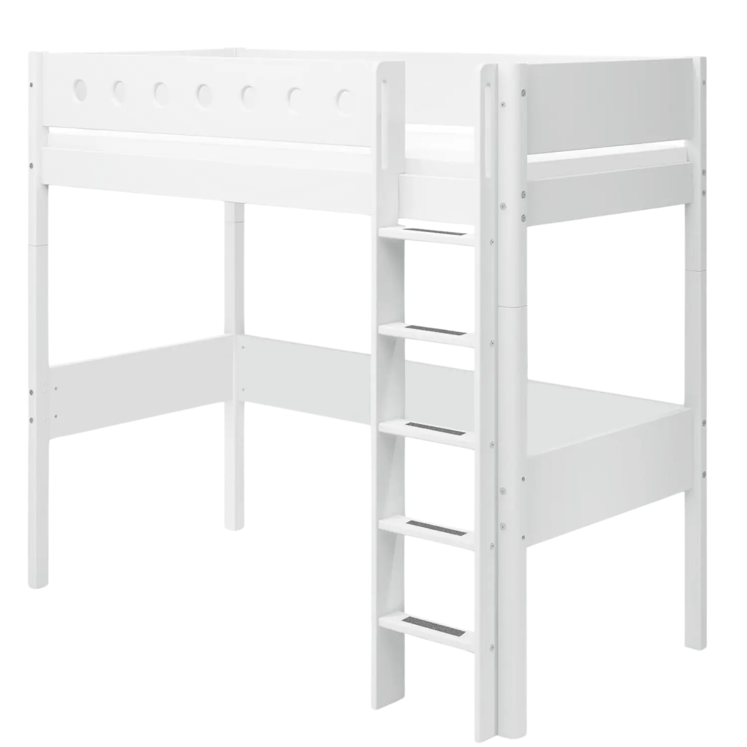 High Bed 184 cm with Ladder and Safety Rail, 90x200 cm, White - Image 5