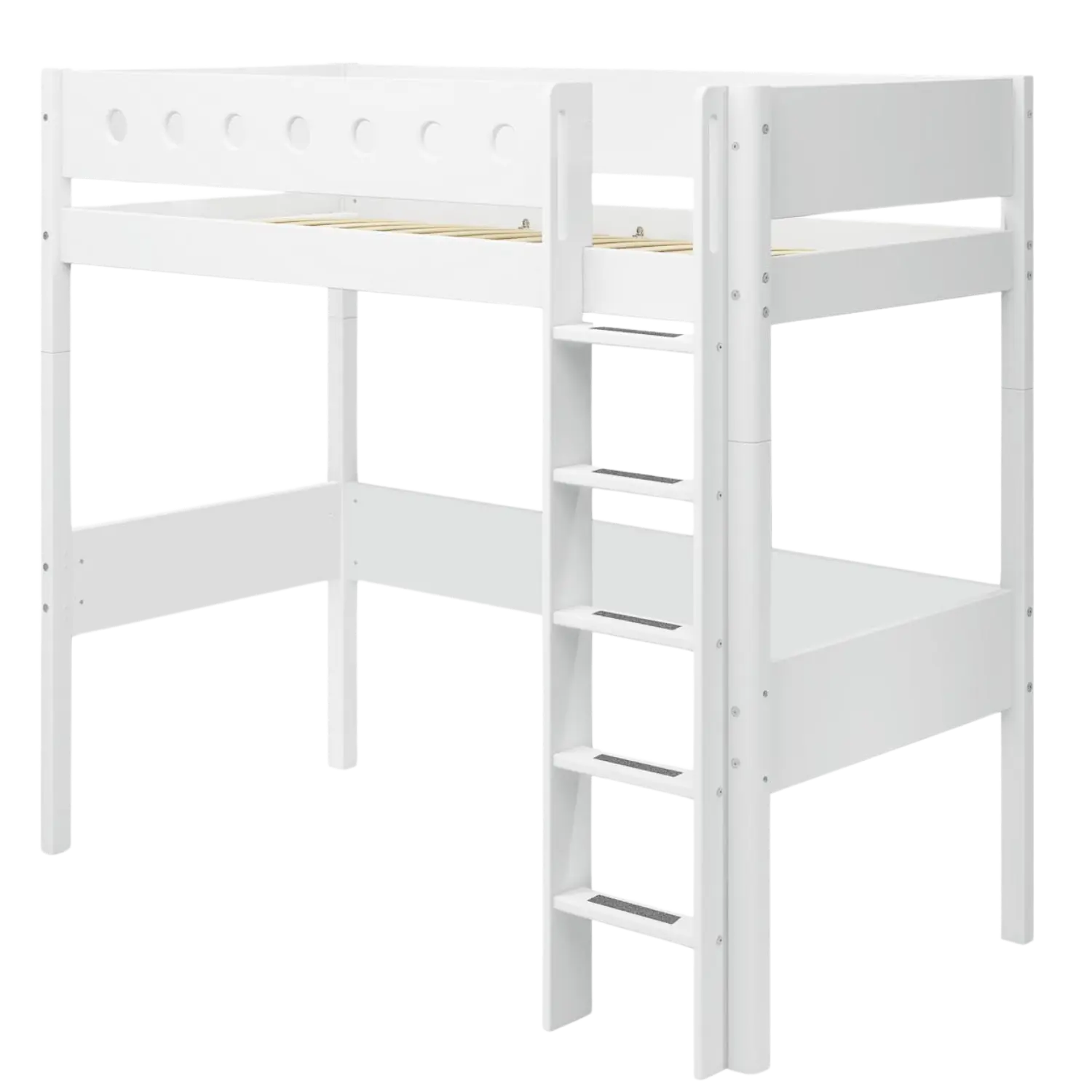 High Bed 184 cm with Ladder and Safety Rail, 90x200 cm, White - Image 6