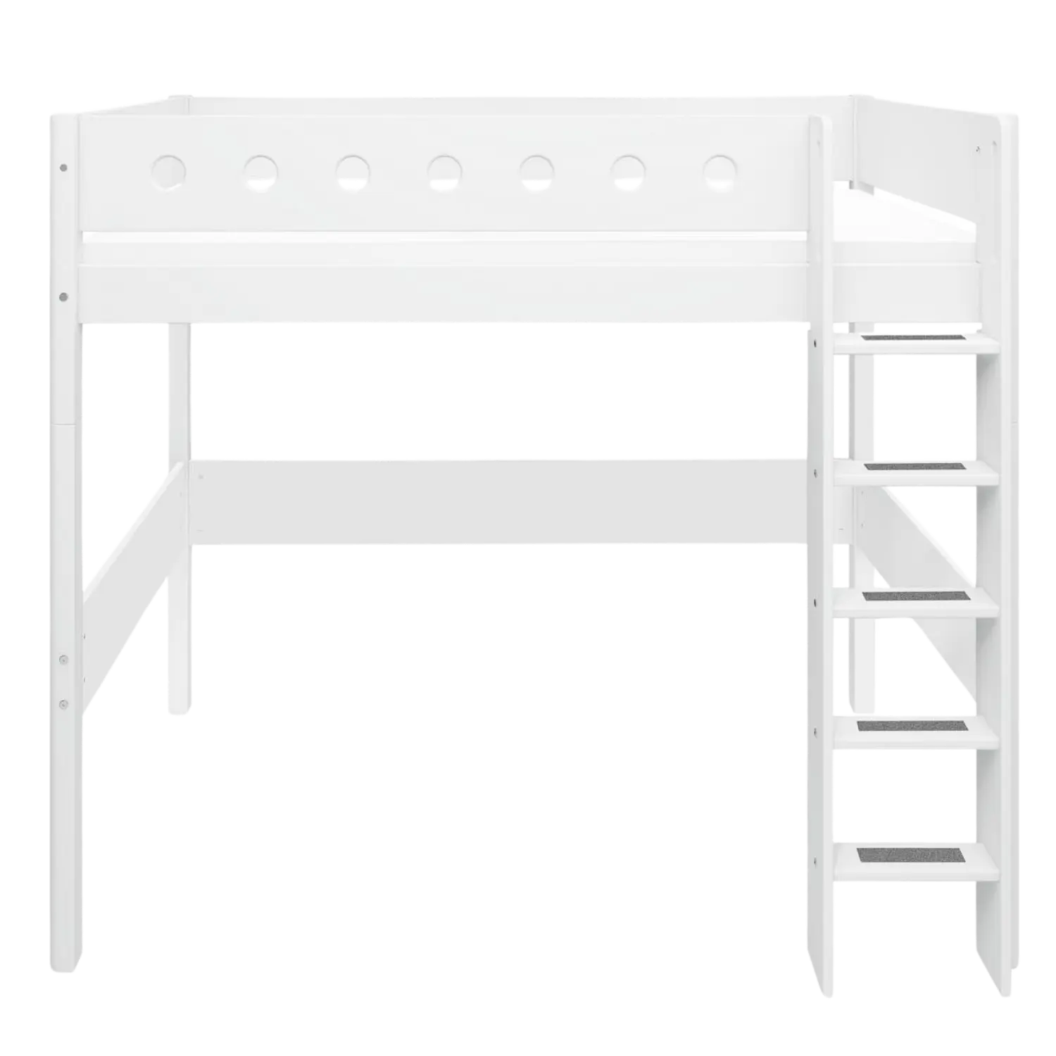 High Bed 184 cm with Ladder and Safety Rail, 90x200 cm, White - Image 7